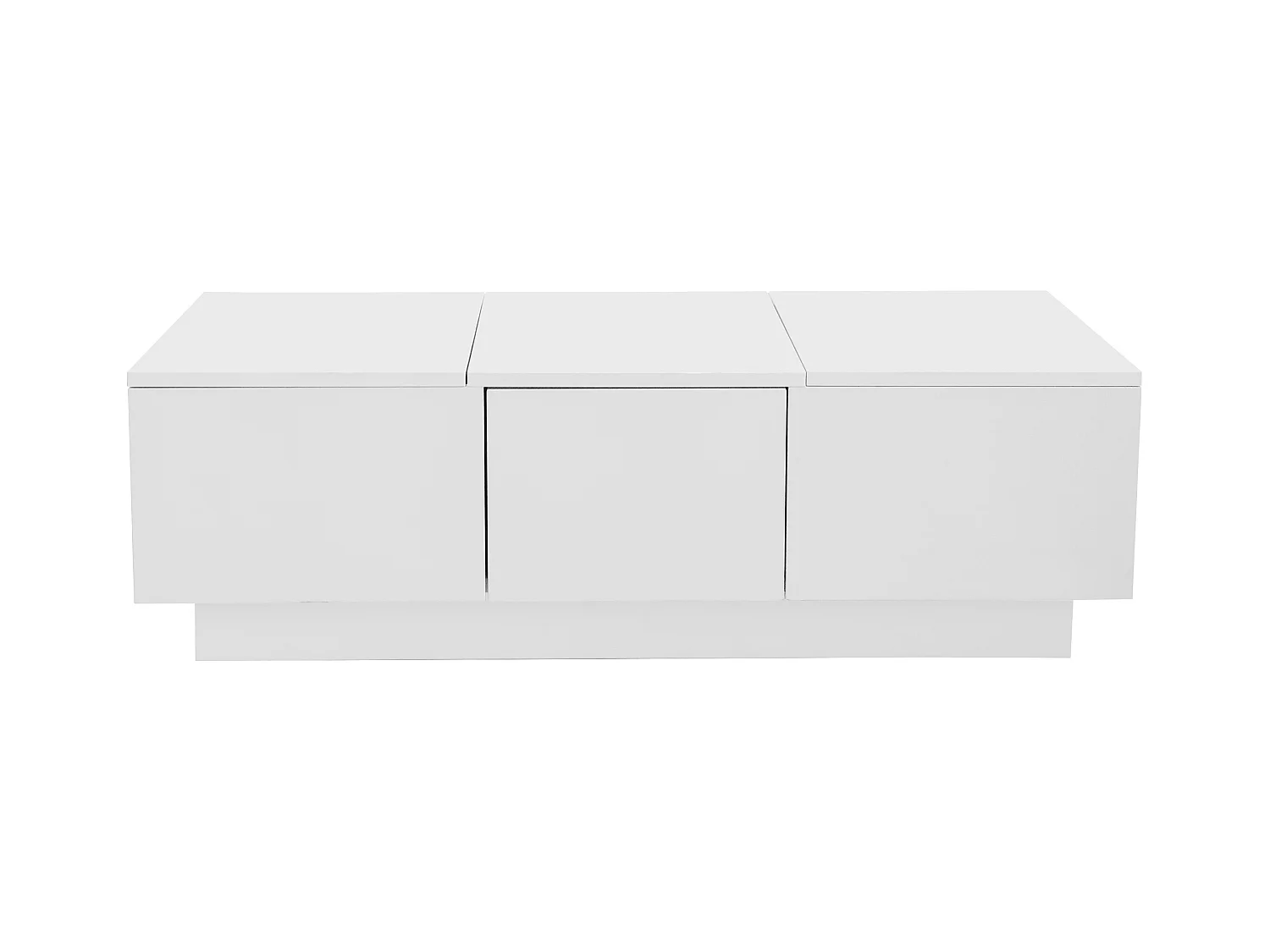 Salontafel 100x50x31cm met hoogglans tafelblad verborgen opslagvakken en twee laden brengen Materiaal Spaanplaat en Wit