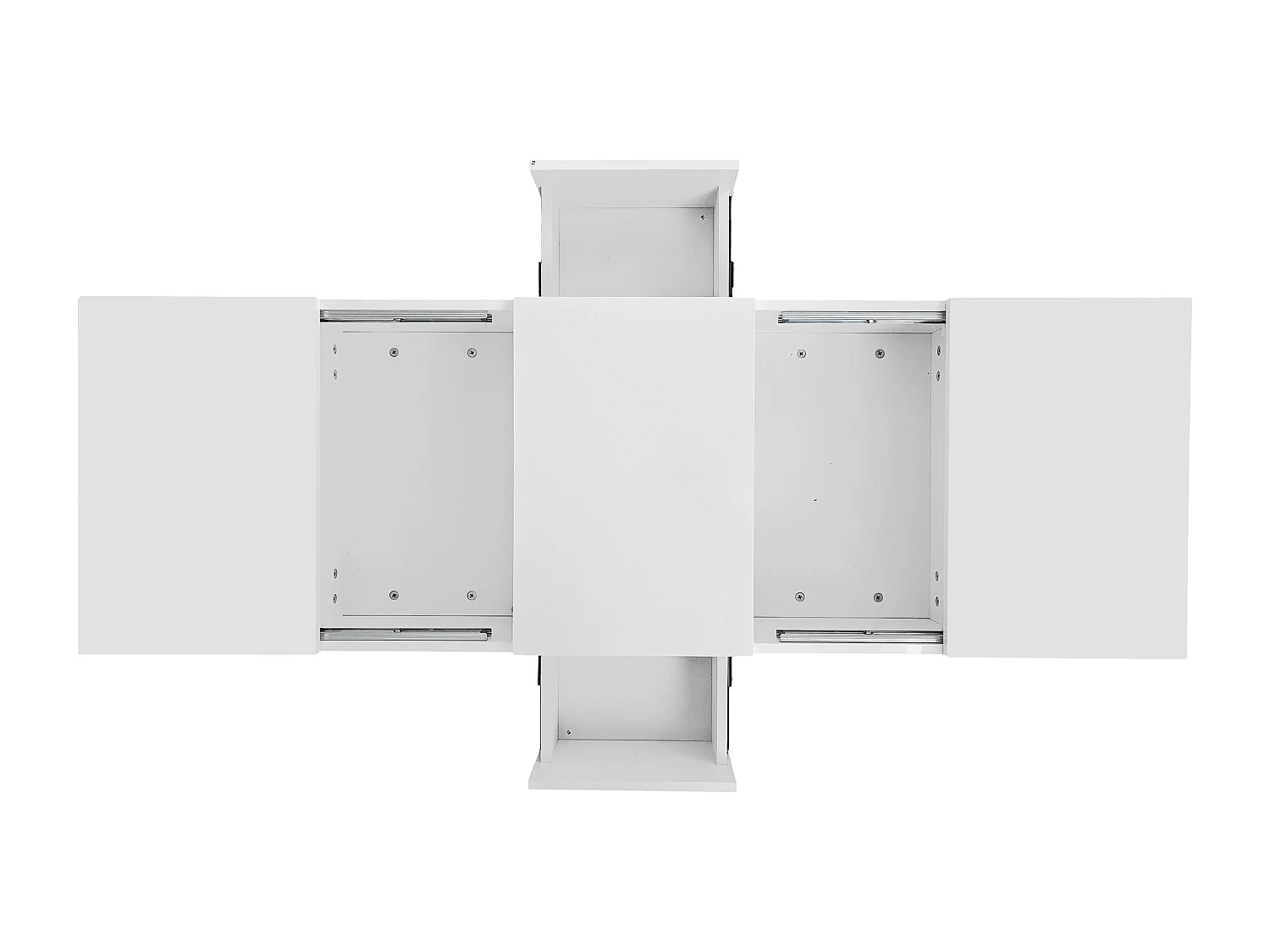 Table basse 100x50x31 cm, rangement push pull, tiroirs double face, panneau de particules, blanc