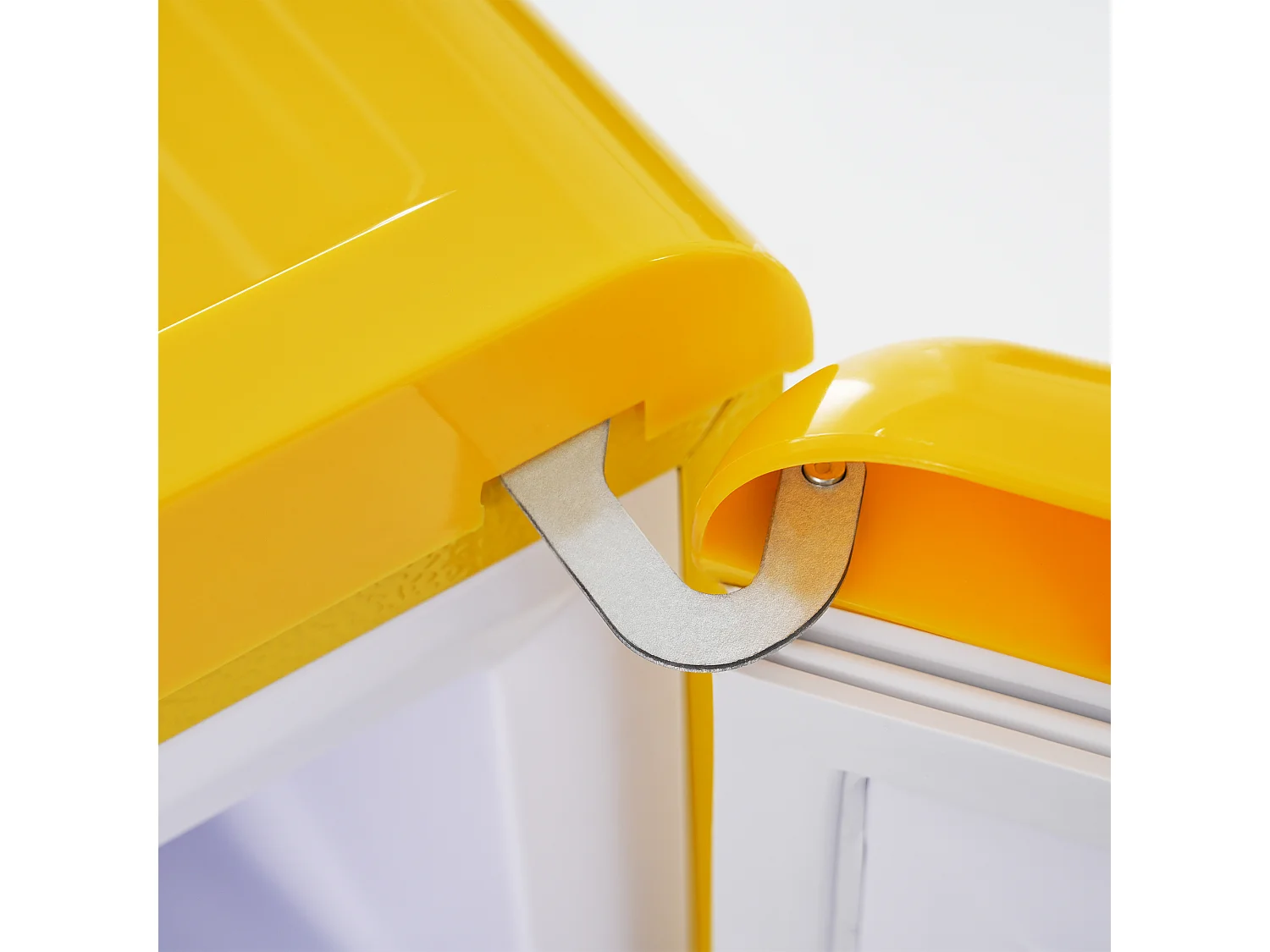 Réfrigérateur 46x45x91cm 2 Portes 72L Total 21L Congélateur LED Espace de rangement Matériel Iron et Jaune