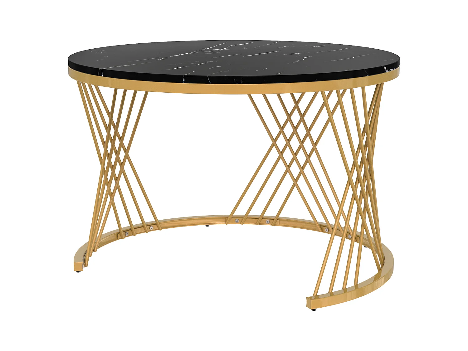 Salontafel 70x70x45.5cm met 2 delig set ronde salontafel 1 laad opslagruimte en ijzeren poten brengen Materiaal MDF en Zwart