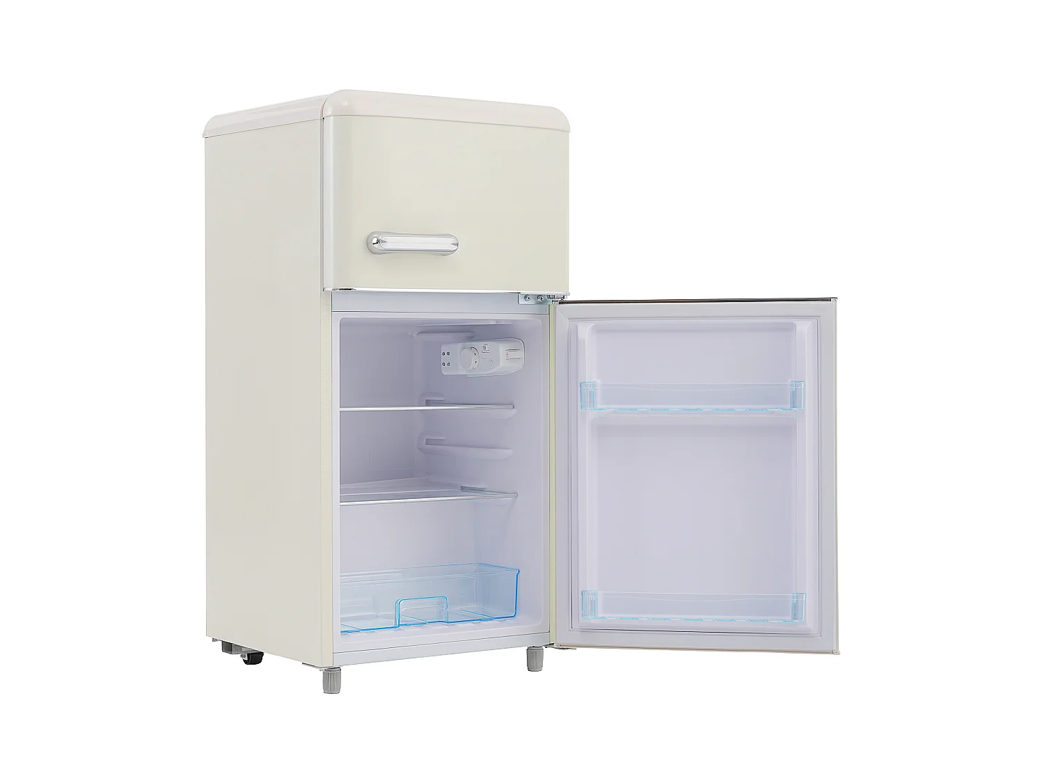 Réfrigérateur 46x45x91cm 2 Portes 72L Total 21L Congélateur LED Espace de rangement Matériel Iron et Blanc