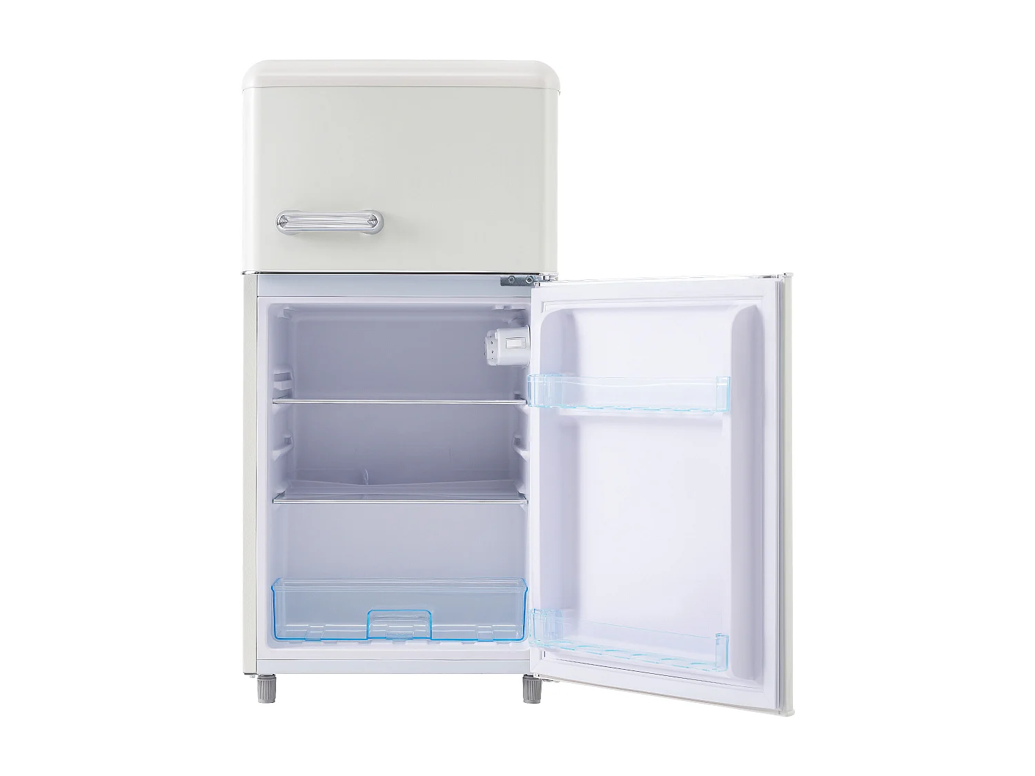 Réfrigérateur 46x45x91 cm, double porte, compartiment congélateur 21 L, étagères réglables, fer et plastique, blanc