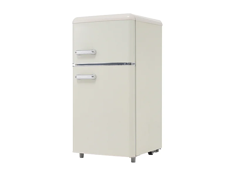 Réfrigérateur 46x45x91 cm, double porte, compartiment congélateur 21 L, étagères réglables, fer et plastique, blanc