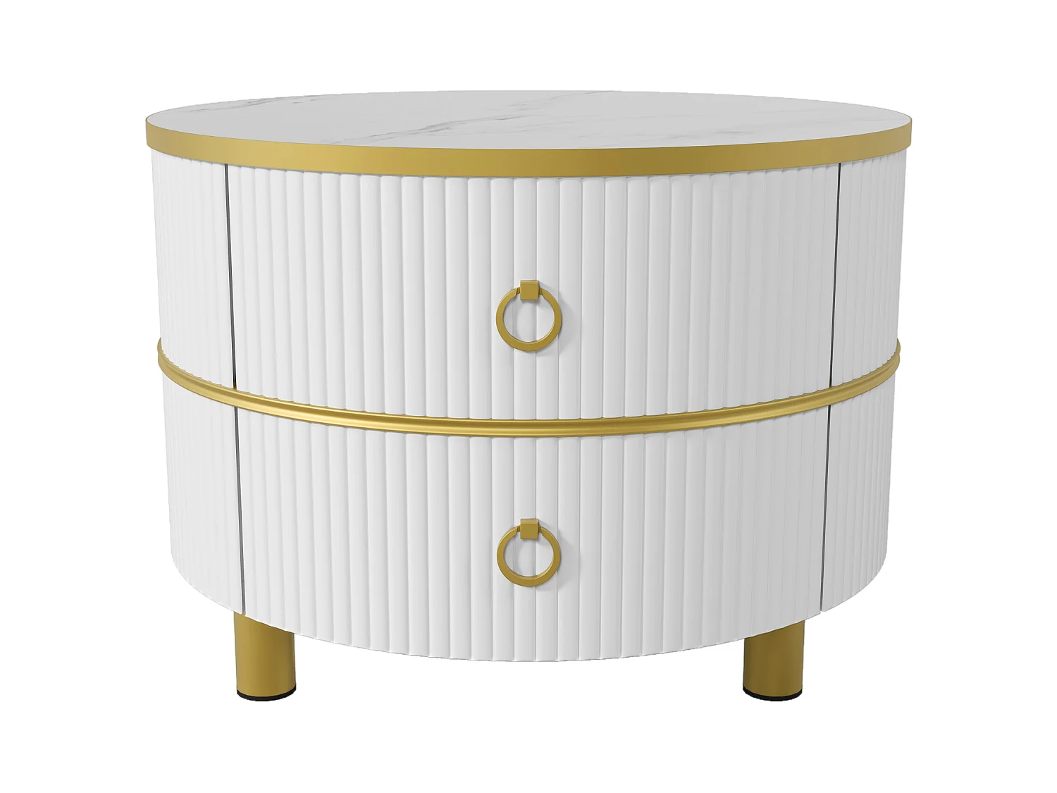 Set van twee tafels 70x70x46cm met twee laden twee tafelbladen en opslagruimte brengen Materiaal MDF en Wit