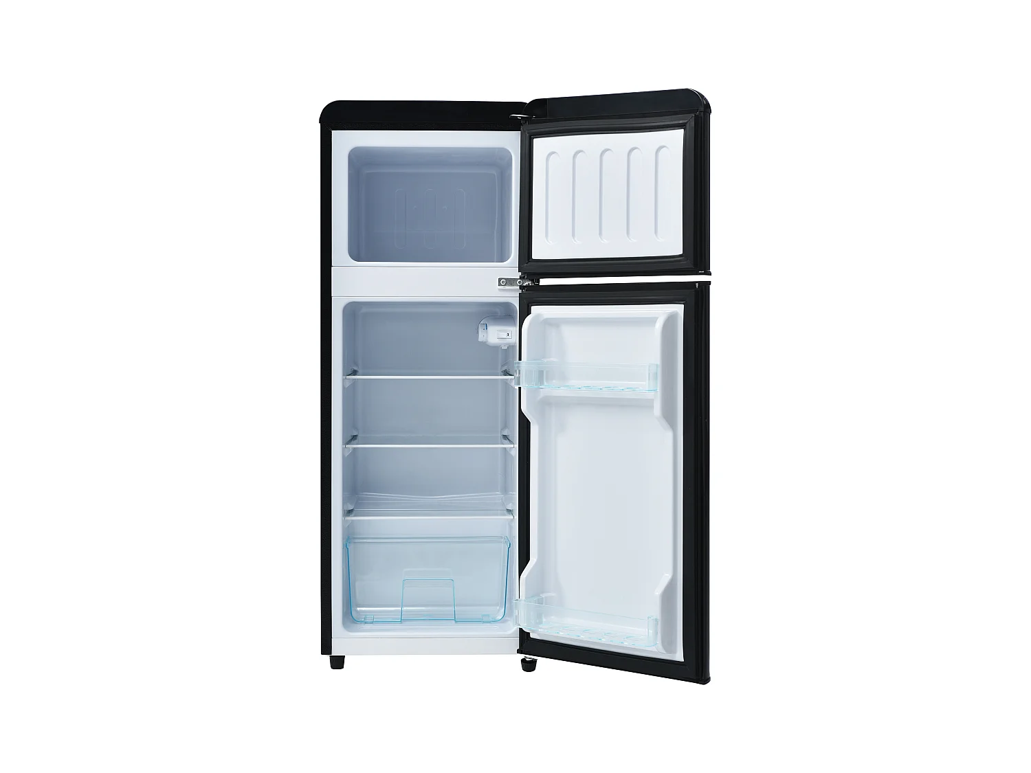 Réfrigérateur 45.5x41x101cm 2 Portes 92L Total 28L Congélateur Porte Rayon Verre 3 Étagères Matériel Plastique et Noir