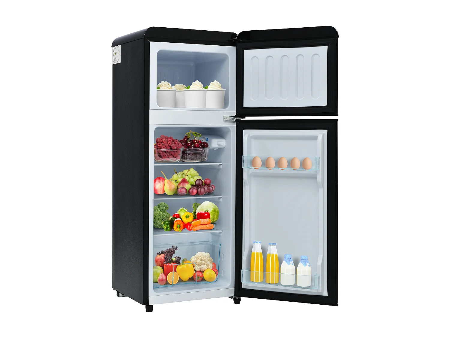 Réfrigérateur 45.5x41x101cm 2 Portes 92L Total 28L Congélateur Porte Rayon Verre 3 Étagères Matériel Plastique et Noir