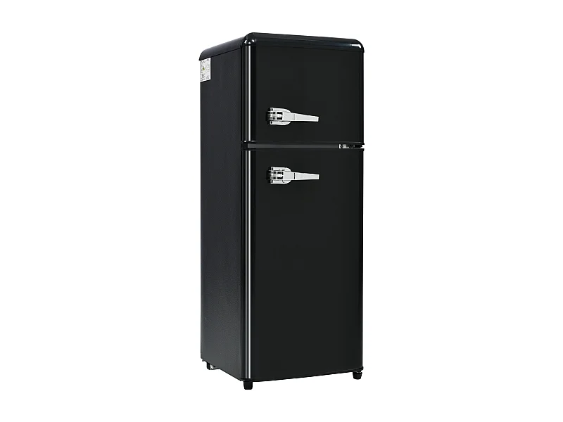 Réfrigérateur congélateur 2 portes 105.5x41x45.5 cm, 92 L, 7 niveaux de température, éclairage LED, plastique noir