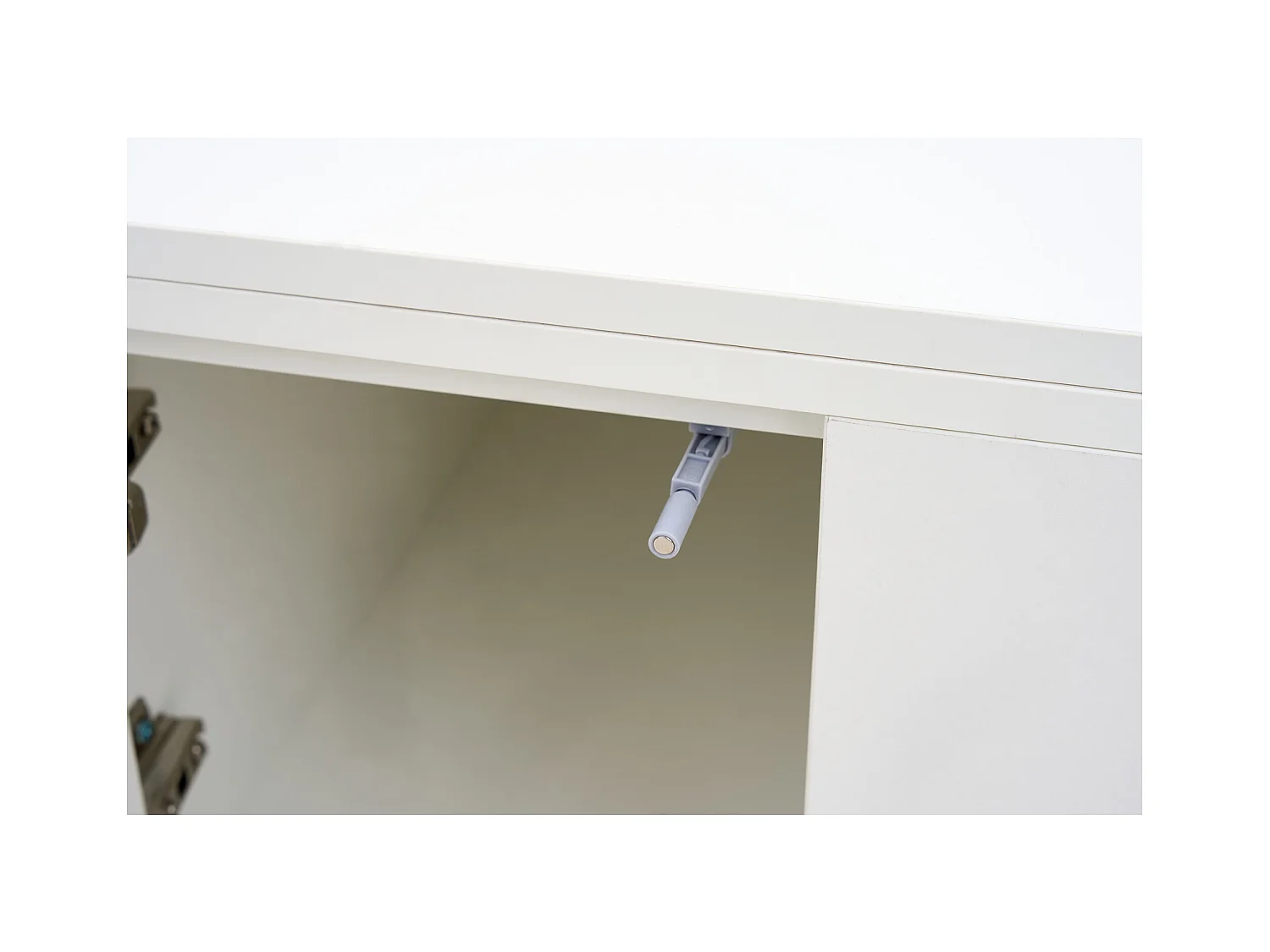 Table basse mécanisme double élévation rangement intégré effet Blanc salon moderne