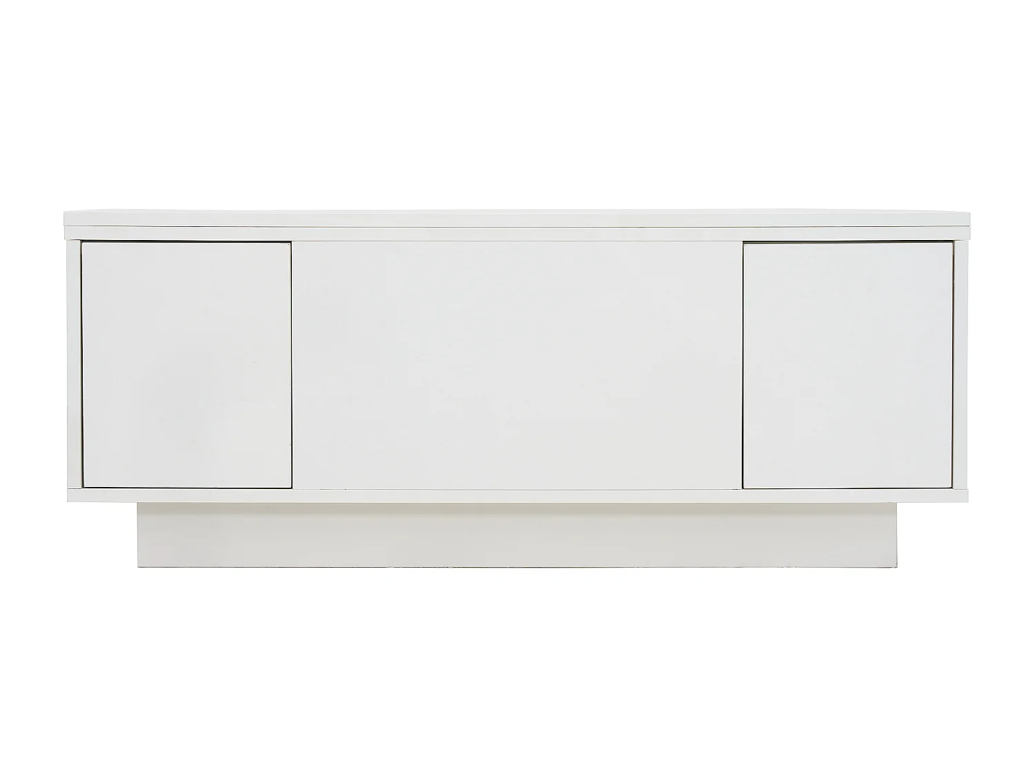 Table basse 100x50x43 cm, double plateau relevable, rangement caché avec 2 portes, panneaux de particules, blanc