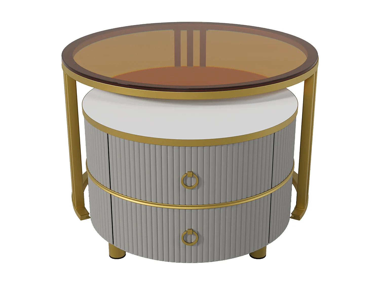 Lot de 2 tables basses 70x70x45cm Avec deux tiroirs, deux plateaux et espace de rangement Matériel MDF Gris pour étude