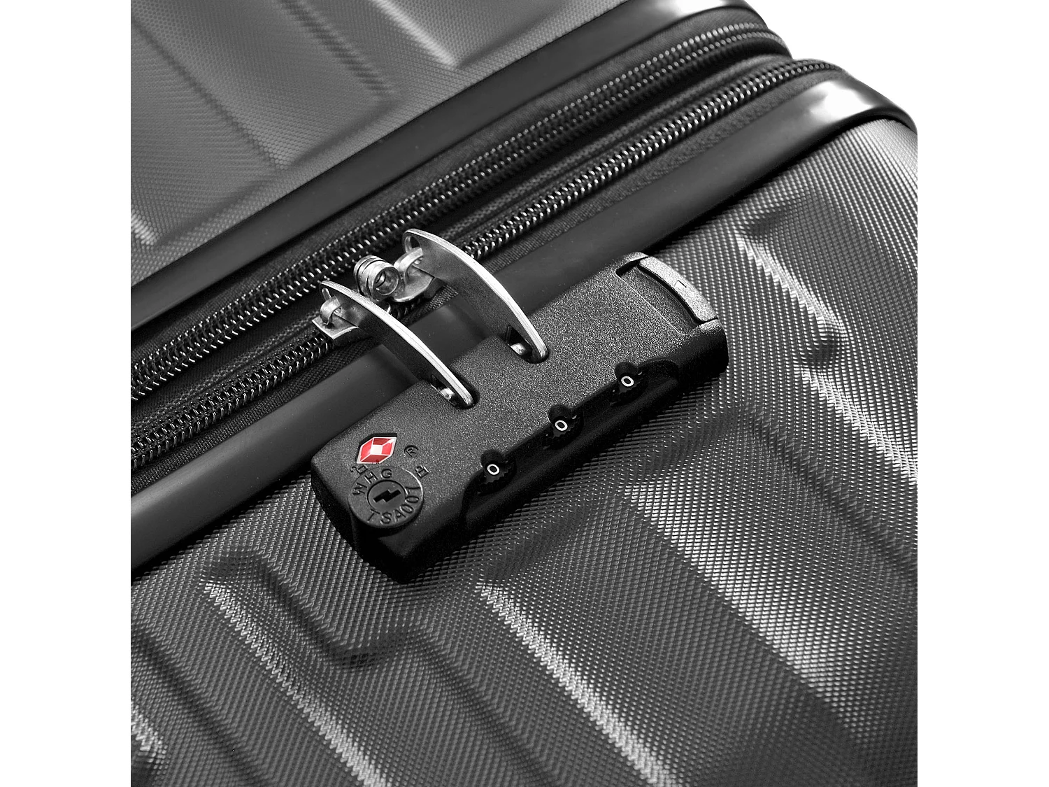 Bagage à main à coque rigide 50x31x76.5cm Trois tailles Cadenas TSA Etanche Poignée télescopique Matériel ABS Noir