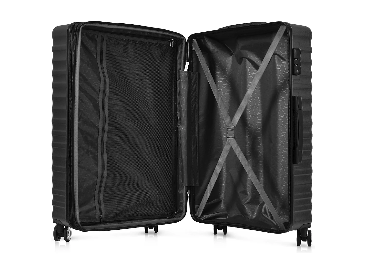 Bagage à main à coque rigide 50x31x76.5cm Trois tailles Cadenas TSA Etanche Poignée télescopique Matériel ABS Noir