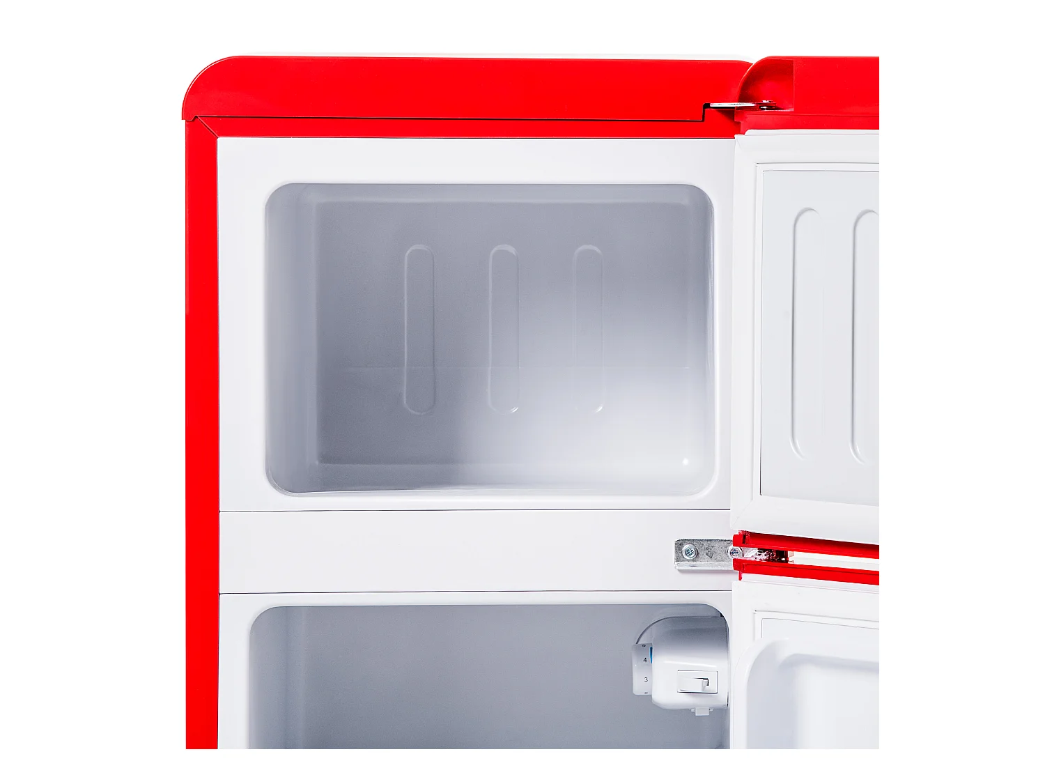 Réfrigérateur 45.5x42x88.8cm 2 Portes 60L Total 22L Congélateur LED Espace de rangement Matériel Iron et Rouge