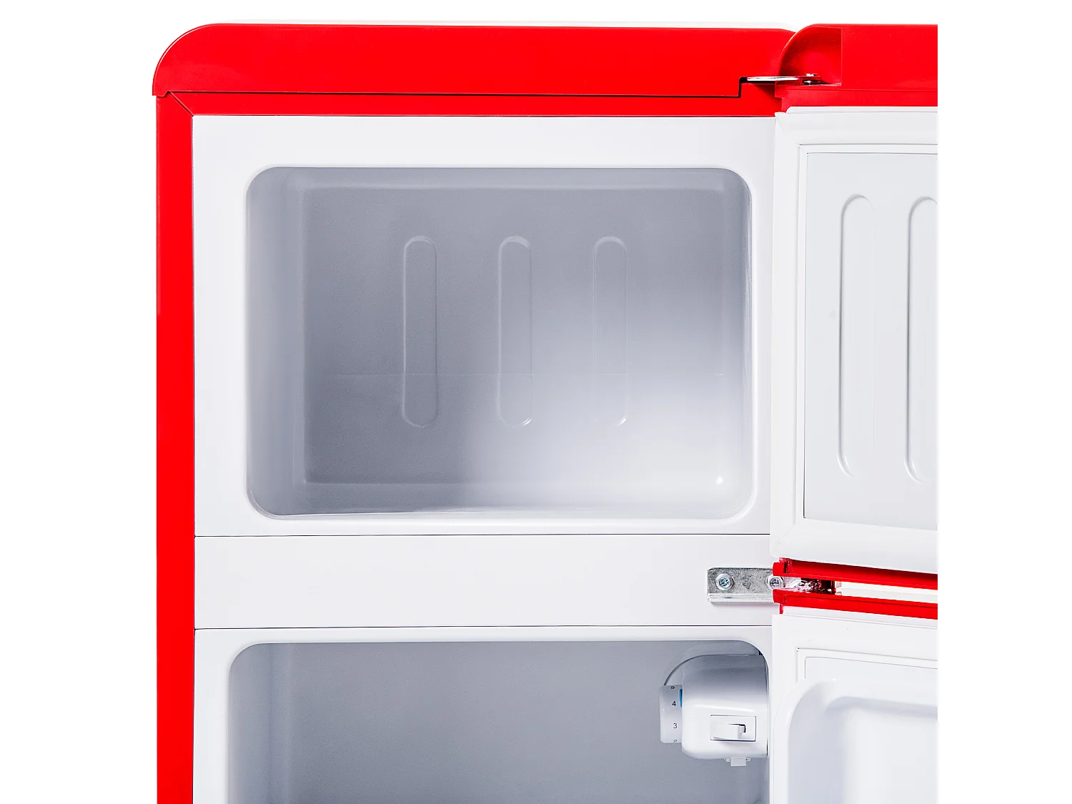 Réfrigérateur 45.5x42x88.8cm 2 Portes 60L Total 22L Congélateur LED Espace de rangement Matériel Iron et Rouge