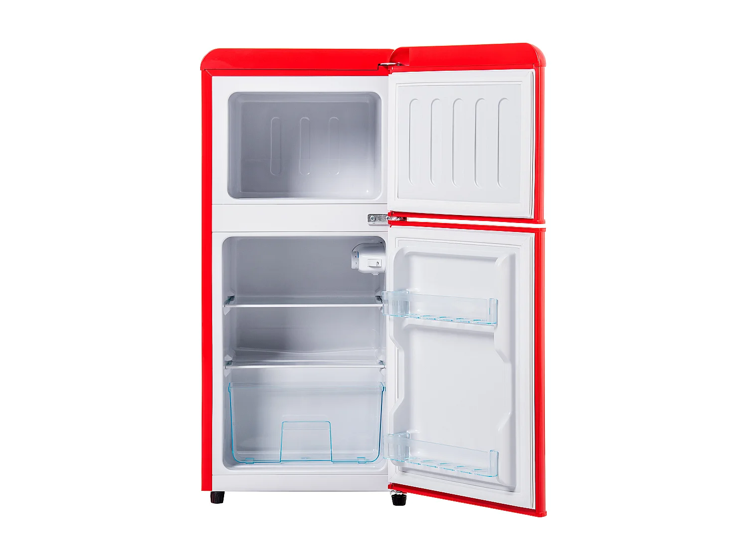 Réfrigérateur double porte 88.8x45.5x42.5 cm, 7 réglages de température, éclairage LED, fer et plastique, rouge