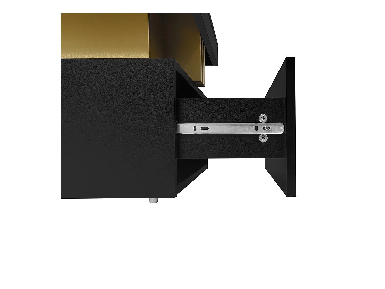 Table basse 100x50x40 cm rectangulaire plateau marbré brillant 2 tiroirs Noir salon moderne