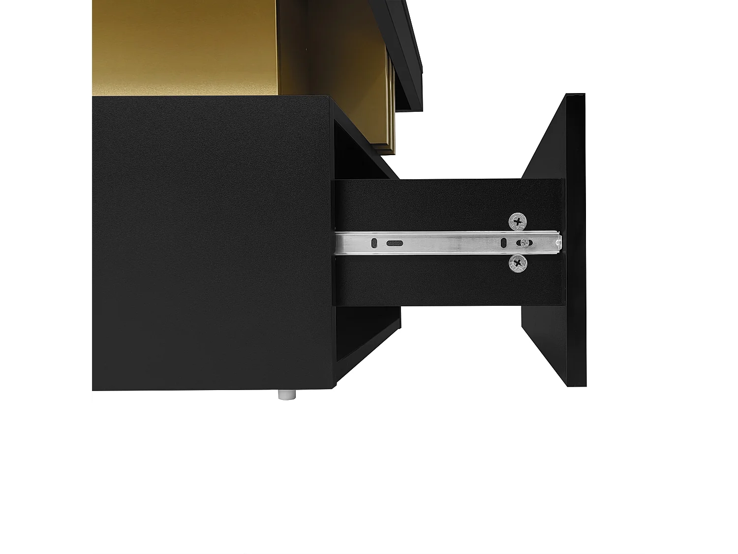 Table basse 100x50x40 cm rectangulaire plateau marbré brillant 2 tiroirs Noir salon moderne