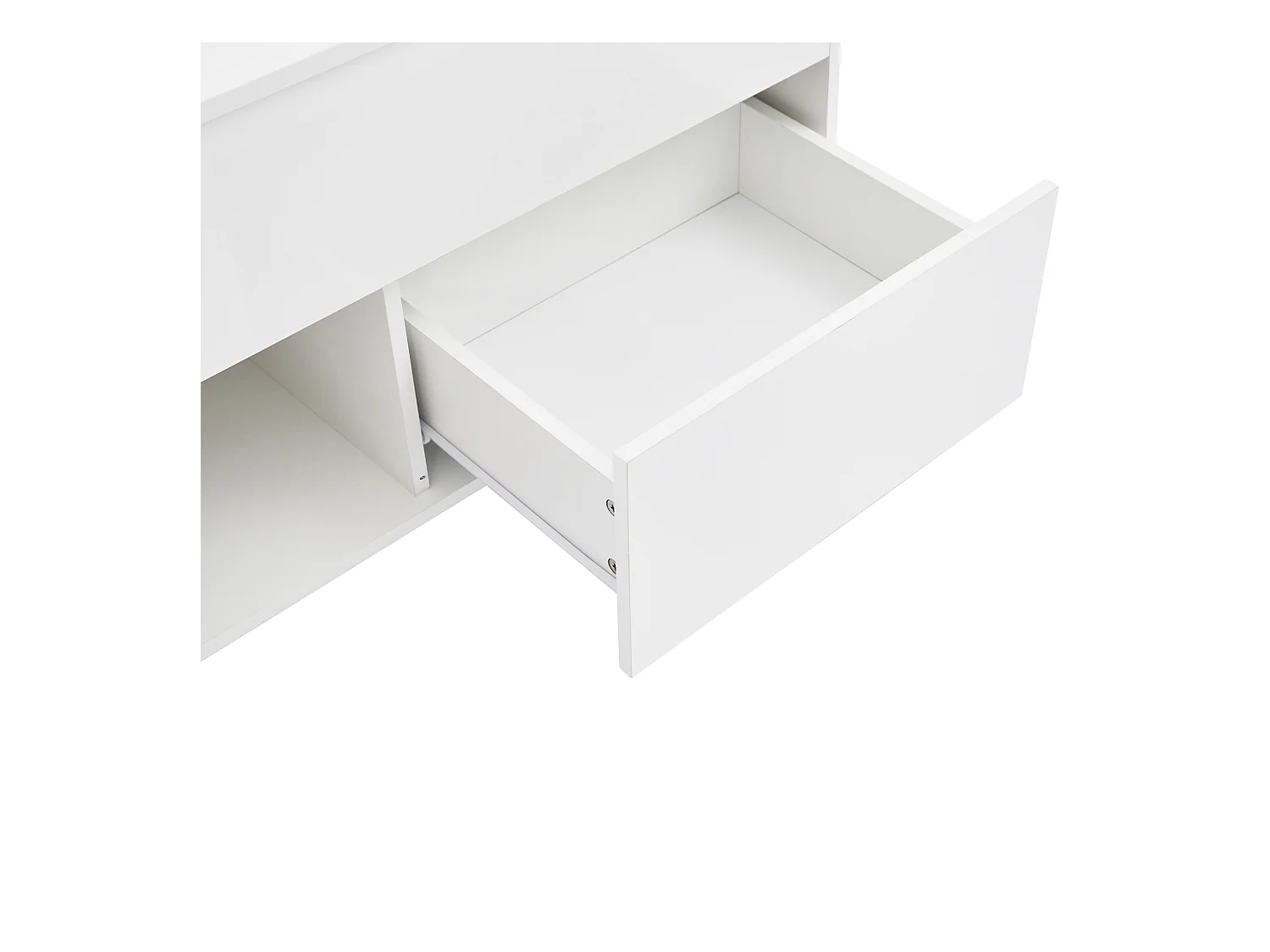 Table basse 100x50x55cm LED levage hydraulique rangement multi-niveaux Blanc pour salon