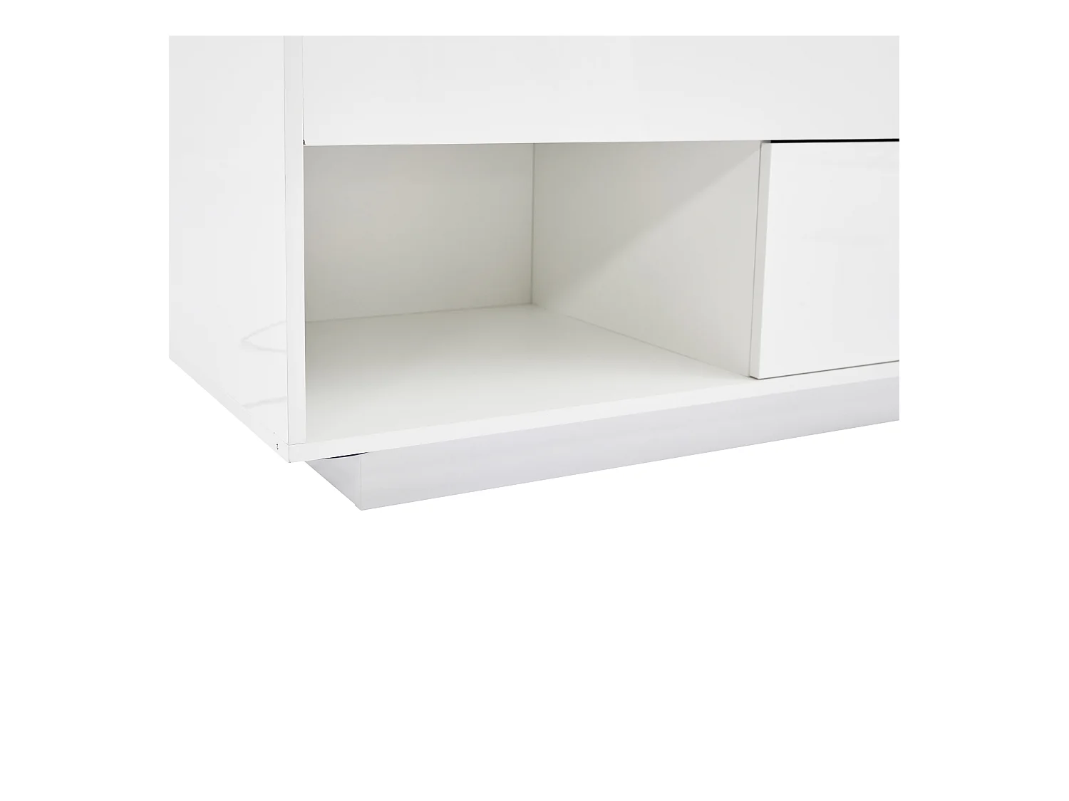Table basse 100x50x55cm LED levage hydraulique rangement multi-niveaux Blanc pour salon
