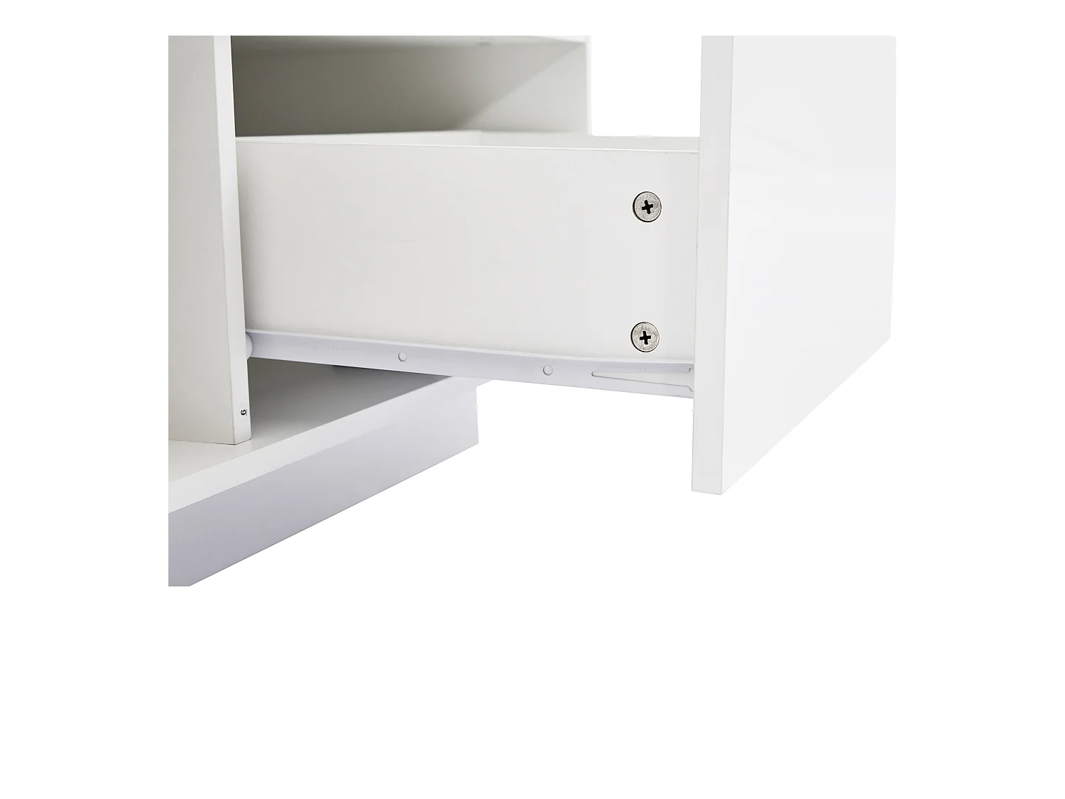 Table basse 100x50x55cm LED levage hydraulique rangement multi-niveaux Blanc pour salon