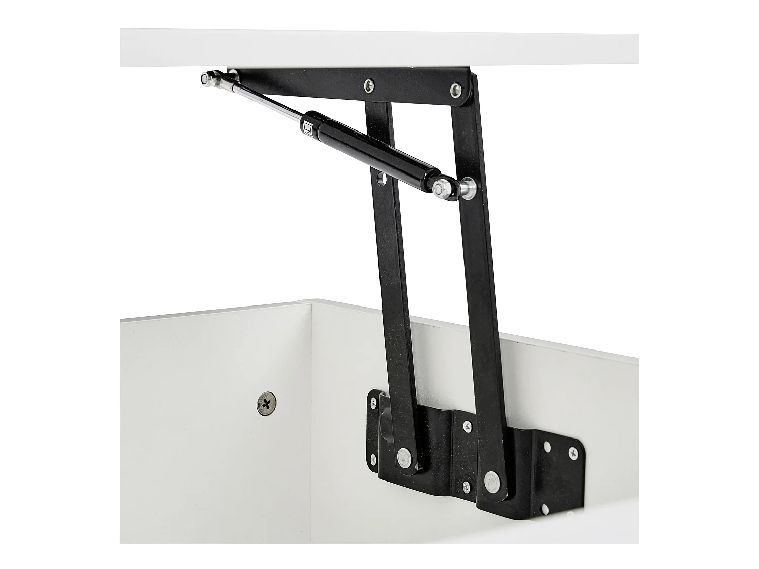 Table basse 100x50x55cm LED levage hydraulique rangement multi-niveaux Blanc pour salon