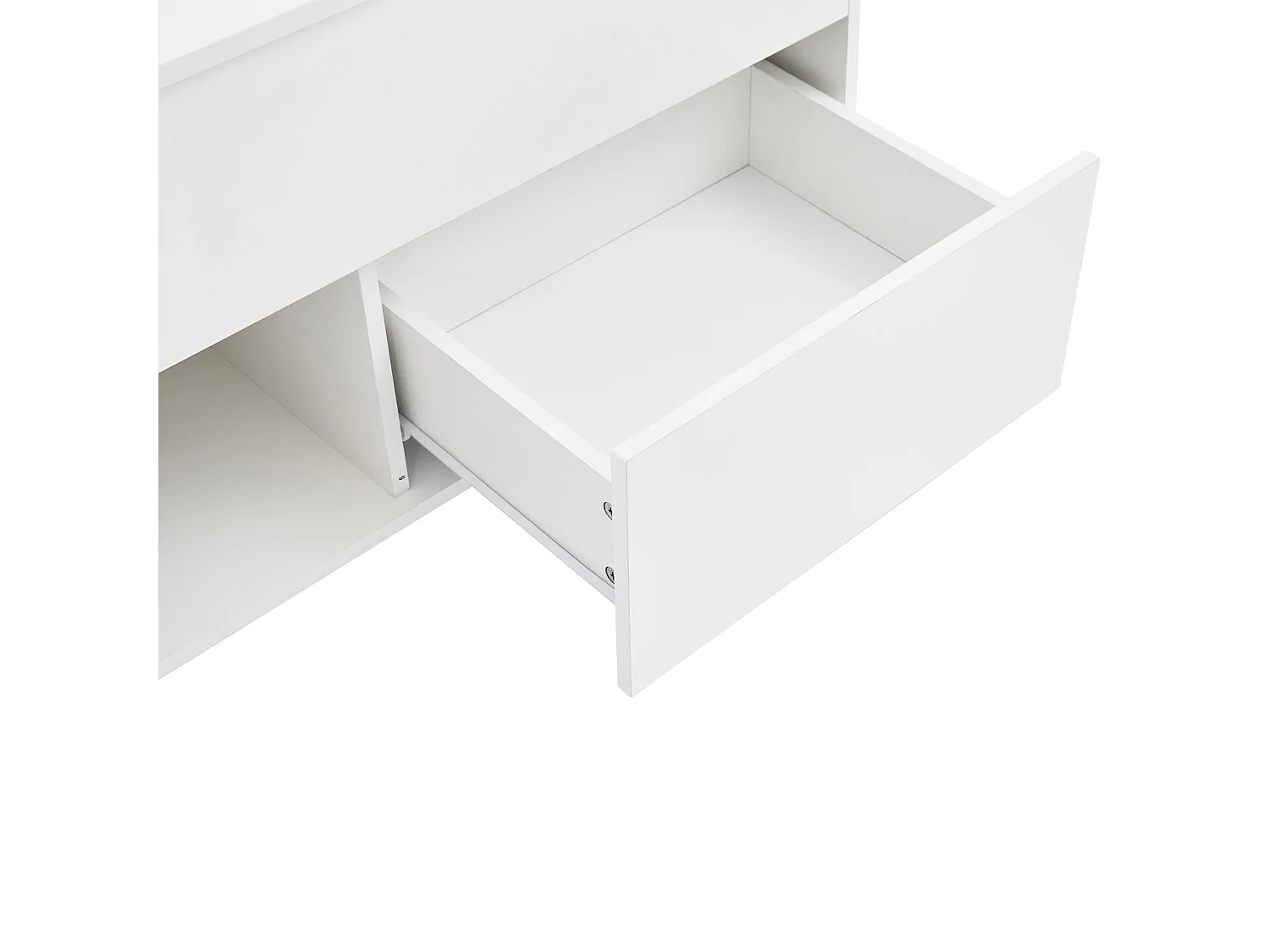 Table basse 100x50x55cm LED levage hydraulique rangement multi-niveaux Blanc pour salon