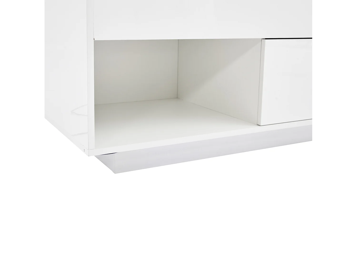 Table basse 100x50x55cm LED levage hydraulique rangement multi-niveaux Blanc pour salon