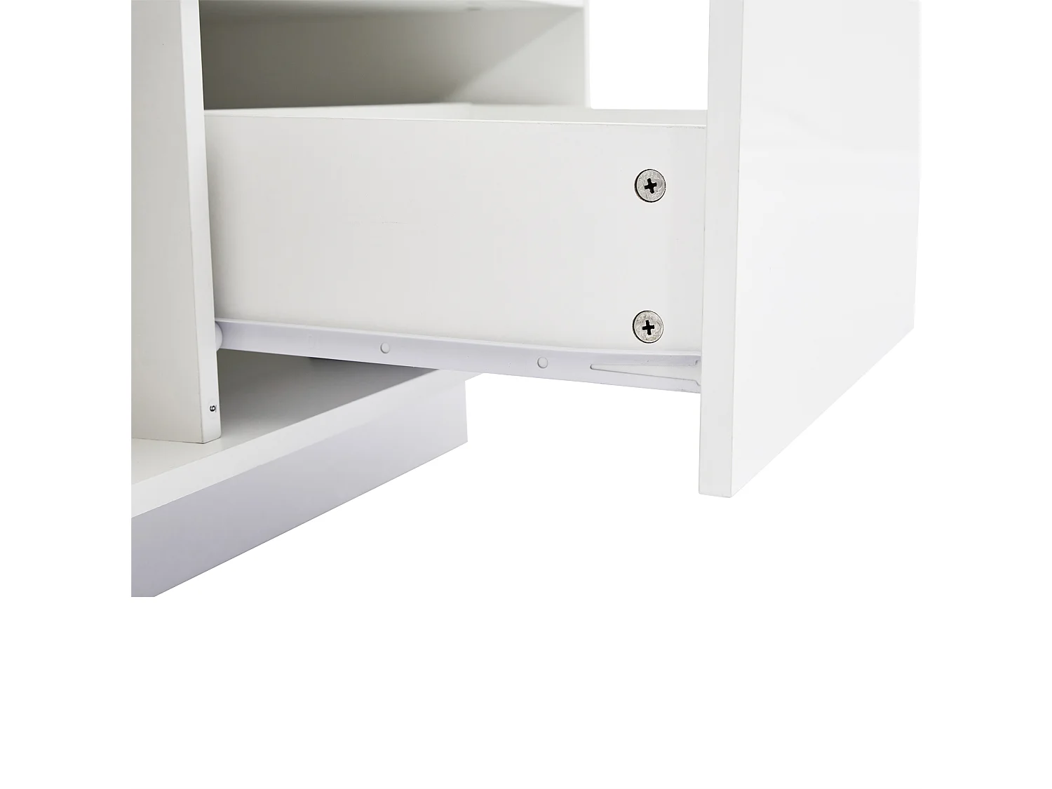 Table basse 100x50x55cm LED levage hydraulique rangement multi-niveaux Blanc pour salon