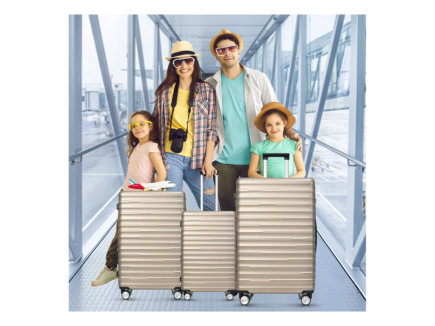 Bagage à main à coque rigide 50x31x76.5cm Trois tailles Cadenas TSA Etanche Poignée télescopique Matériel ABS Gris