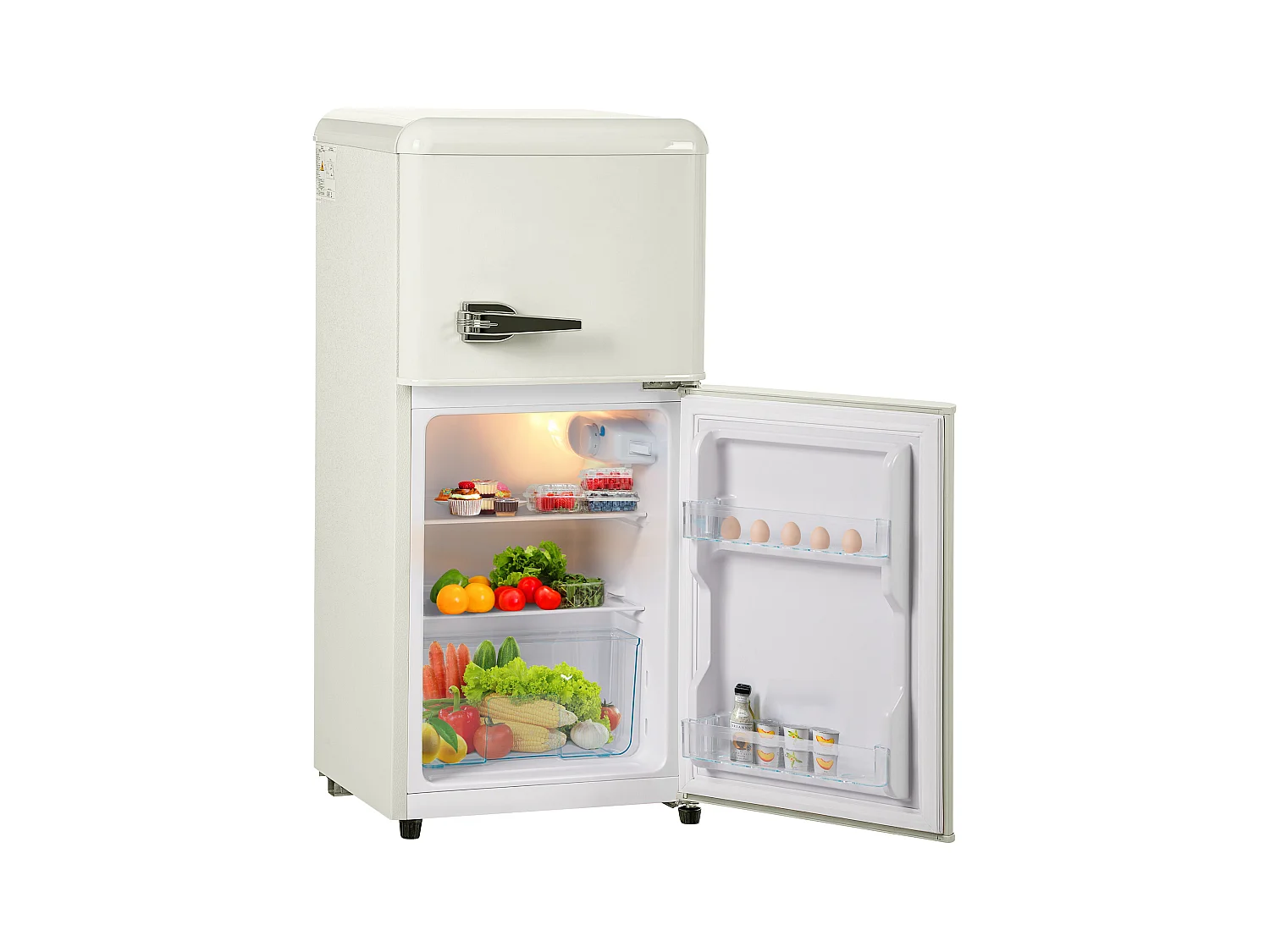 Réfrigérateur 45.5x42x88.8cm 2 Portes 60L Total 22L Congélateur LED Espace de rangement Matériel Iron et Blanc