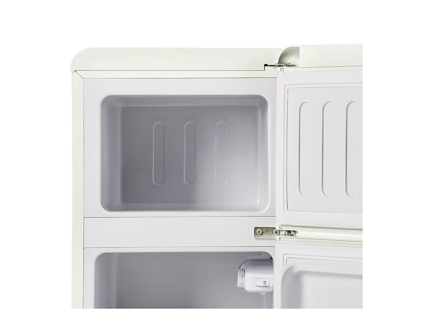 Réfrigérateur 45.5x42x88.8cm 2 Portes 60L Total 22L Congélateur LED Espace de rangement Matériel Iron et Blanc