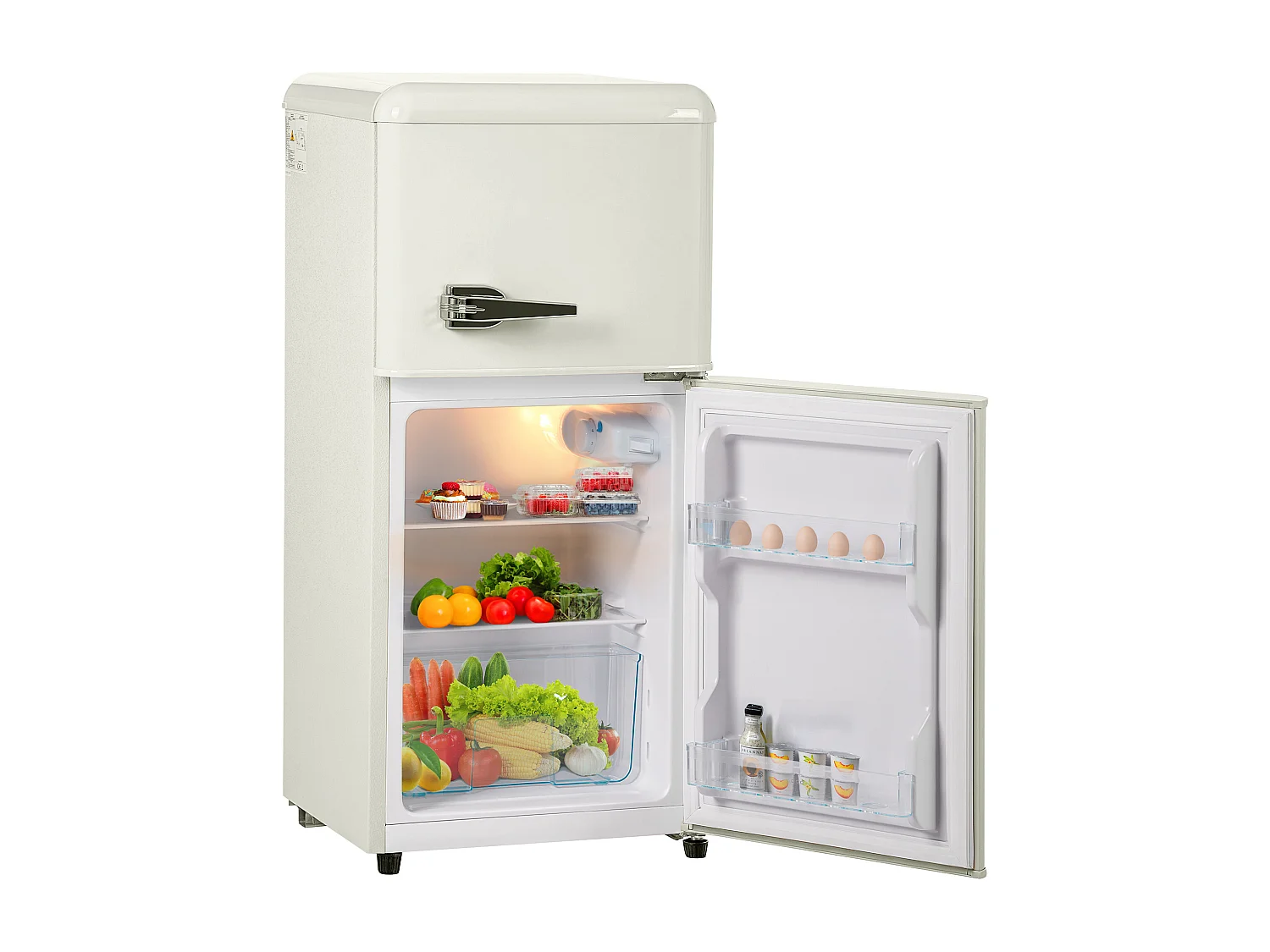 Réfrigérateur 45.5x42x88.8cm 2 Portes 60L Total 22L Congélateur LED Espace de rangement Matériel Iron et Blanc