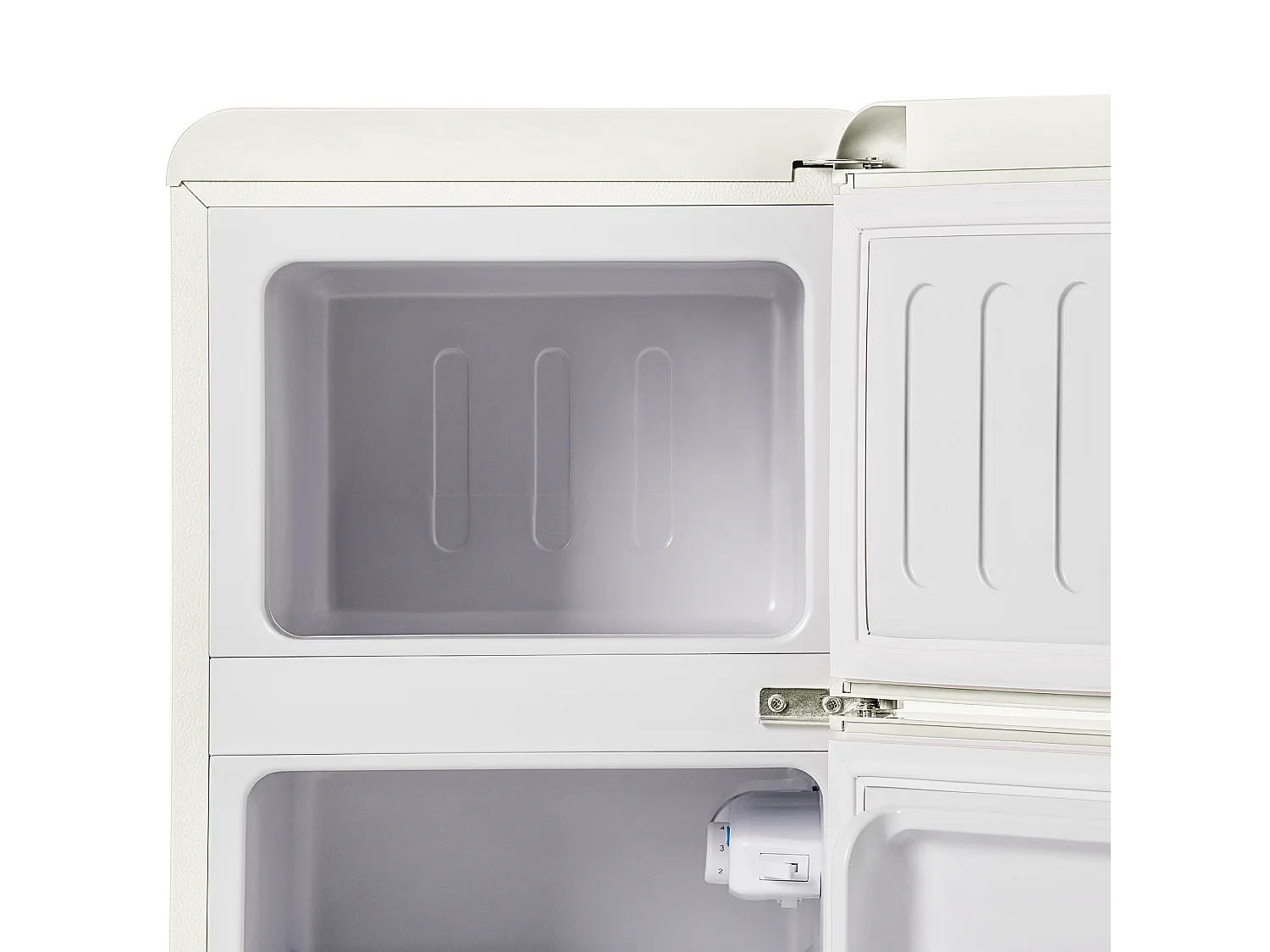 Réfrigérateur 45.5x42x88.8cm 2 Portes 60L Total 22L Congélateur LED Espace de rangement Matériel Iron et Blanc