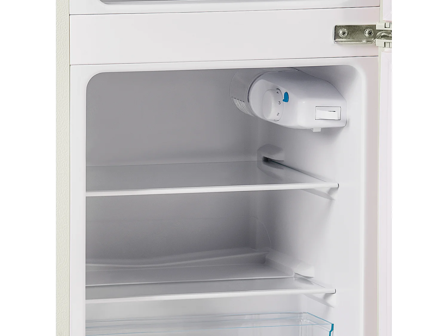 Réfrigérateur combiné 45.5x42x88.8 cm, 2 portes, 2 compartiments, 7 réglages, fer et plastique, blanc crème