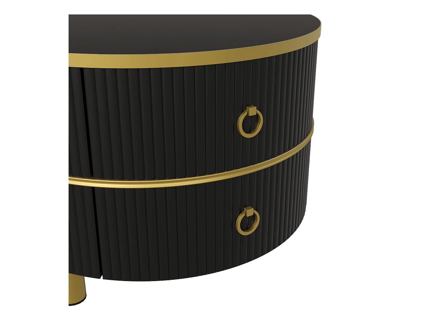 Set van twee tafels 70x70x46cm met ronde vorm twee laden twee werkbladen en opslagruimte brengen Materiaal MDF en zwart