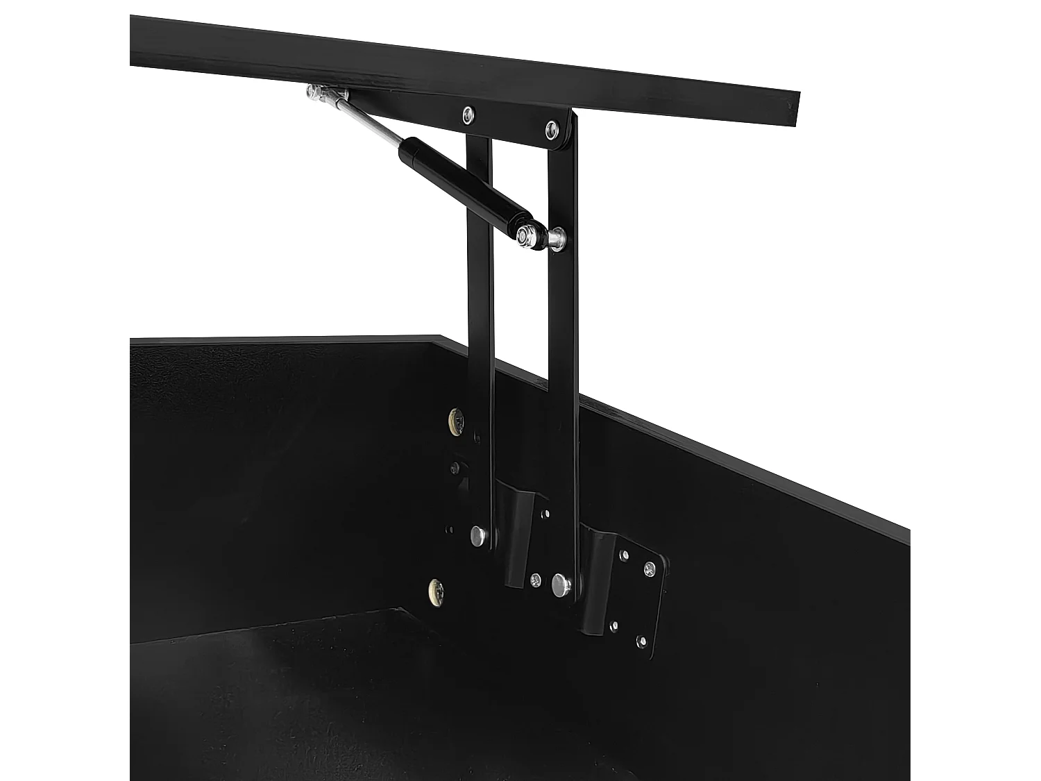 Table basse 100x50x45 cm laqué brillant avec LED levage hydraulique et rangement Noir pour salon