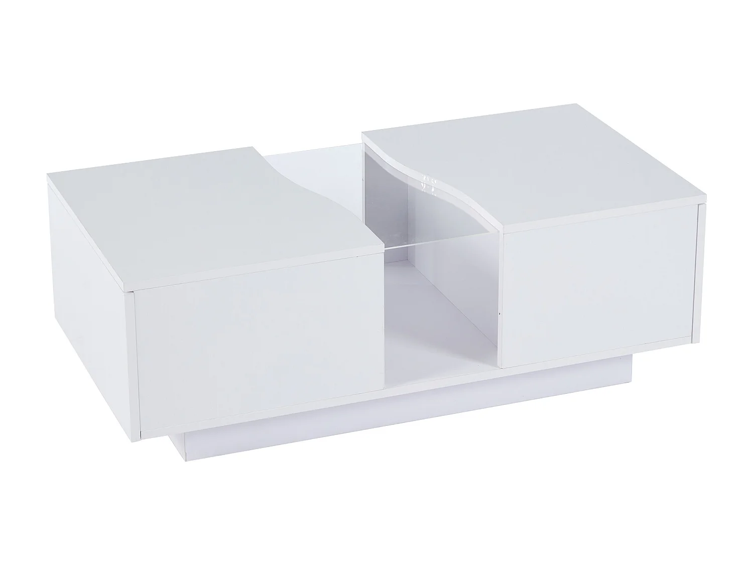 Table basse 100x50x35cm avec LED deux tiroirs bureau en acrylique en blanc pour salon