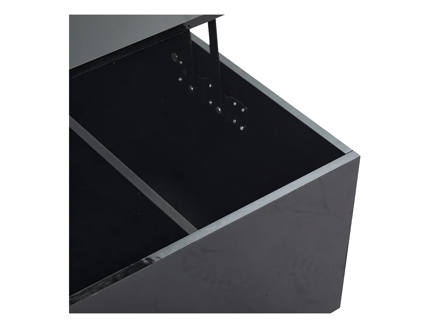 Table basse 100x50x35cm relevable hydraulique éclairage LED rangement caché noir pour salon
