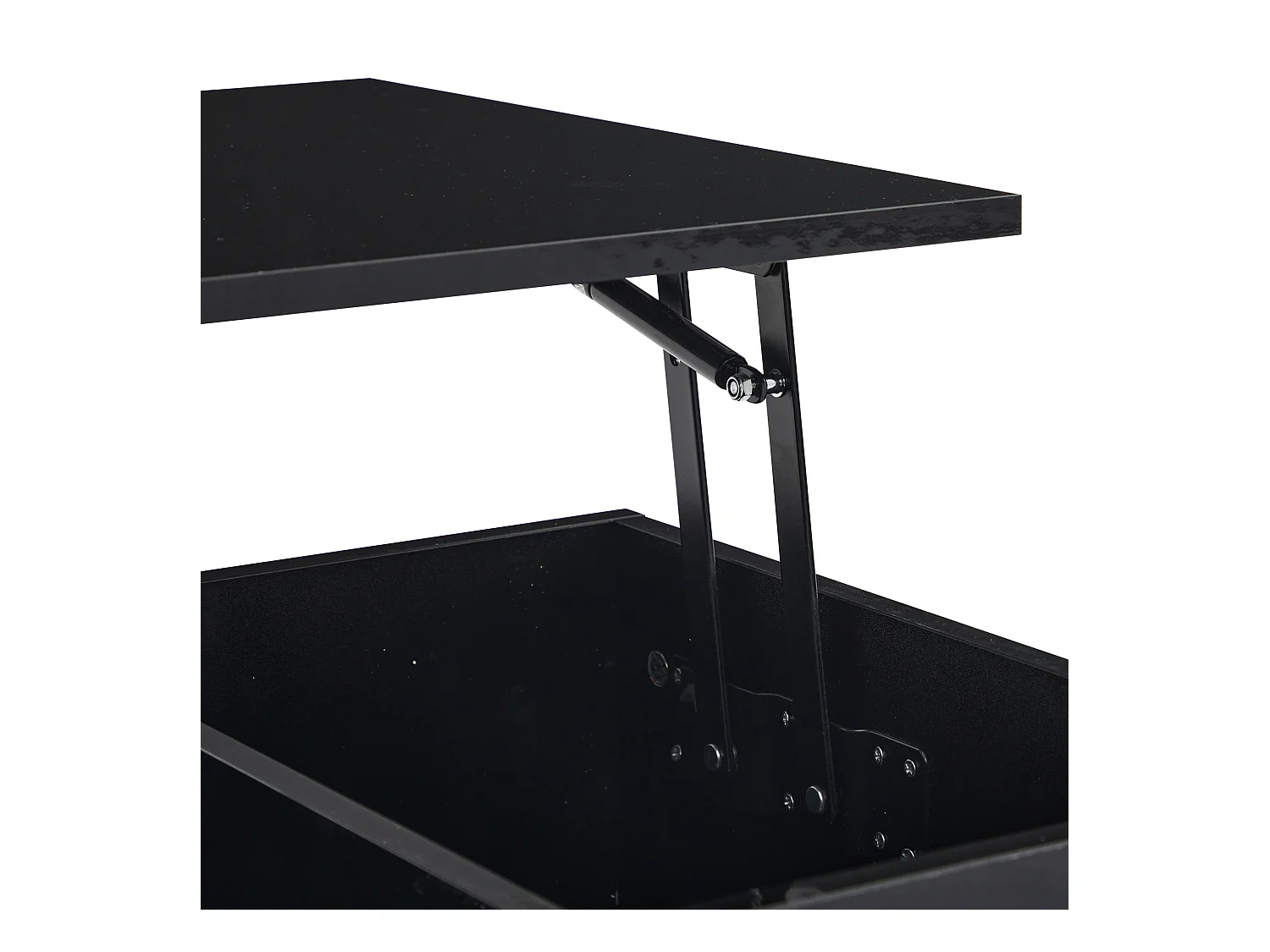 Table basse 100x50x35cm relevable hydraulique éclairage LED rangement caché noir pour salon