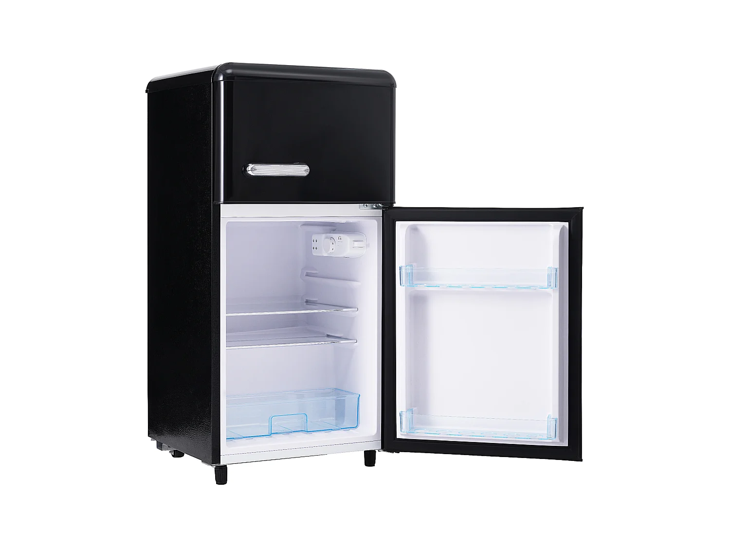 Réfrigérateur 46x45x91cm 2 Portes 72L Total 21L Congélateur LED Espace de rangement Matériel Iron et Noir