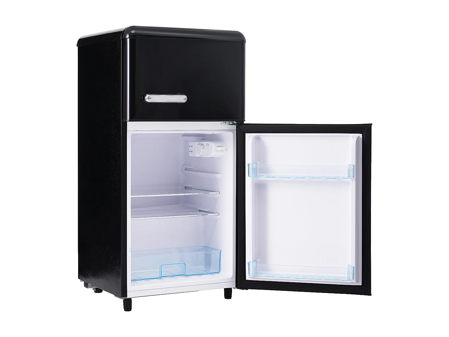 Réfrigérateur 46x45x91cm 2 Portes 72L Total 21L Congélateur LED Espace de rangement Matériel Iron et Noir