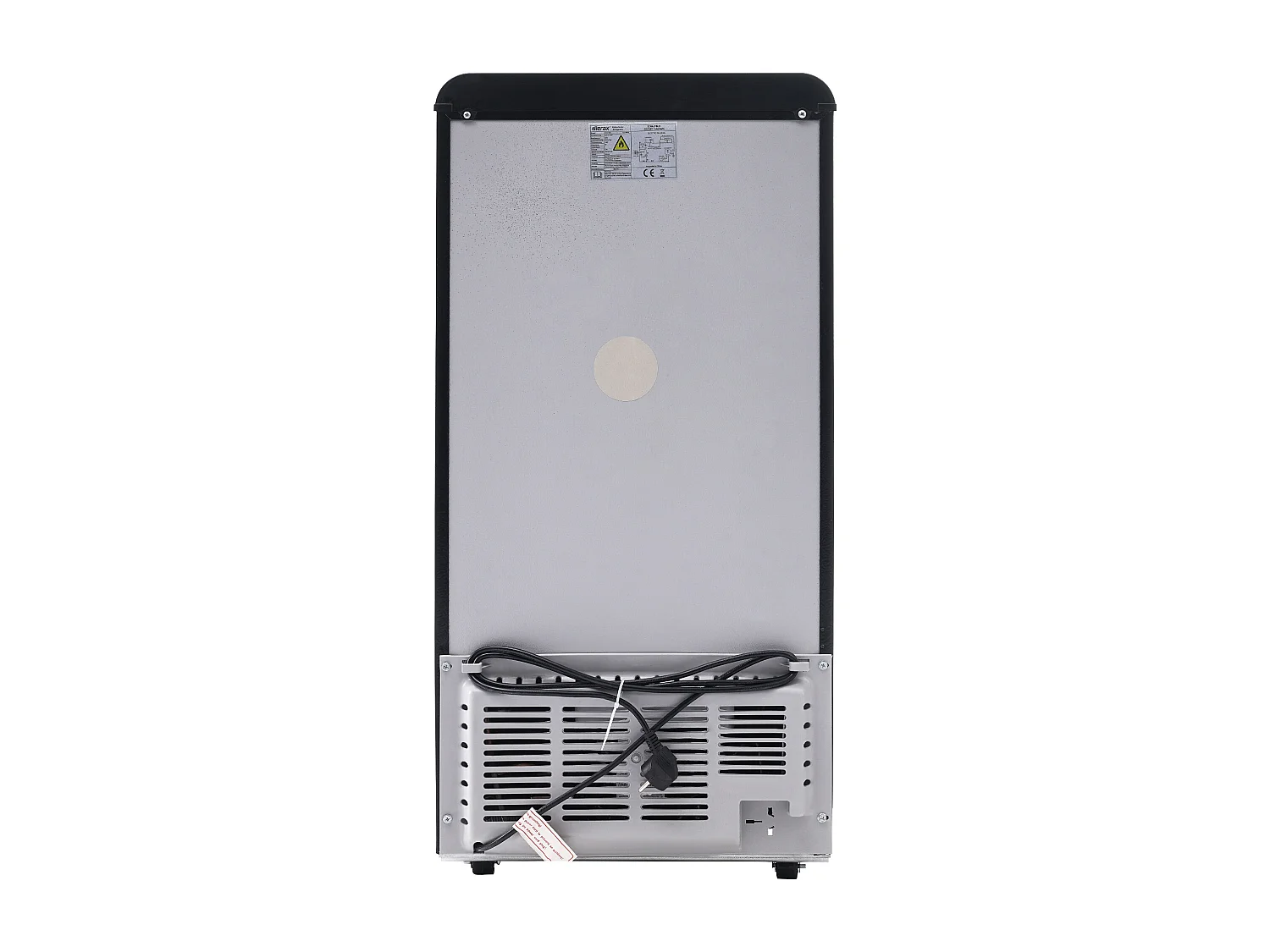 Réfrigérateur rétro 46x45x91 cm, double porte, congélateur 21 L, étagères réglables, éclairage LED, fer et plastique noir