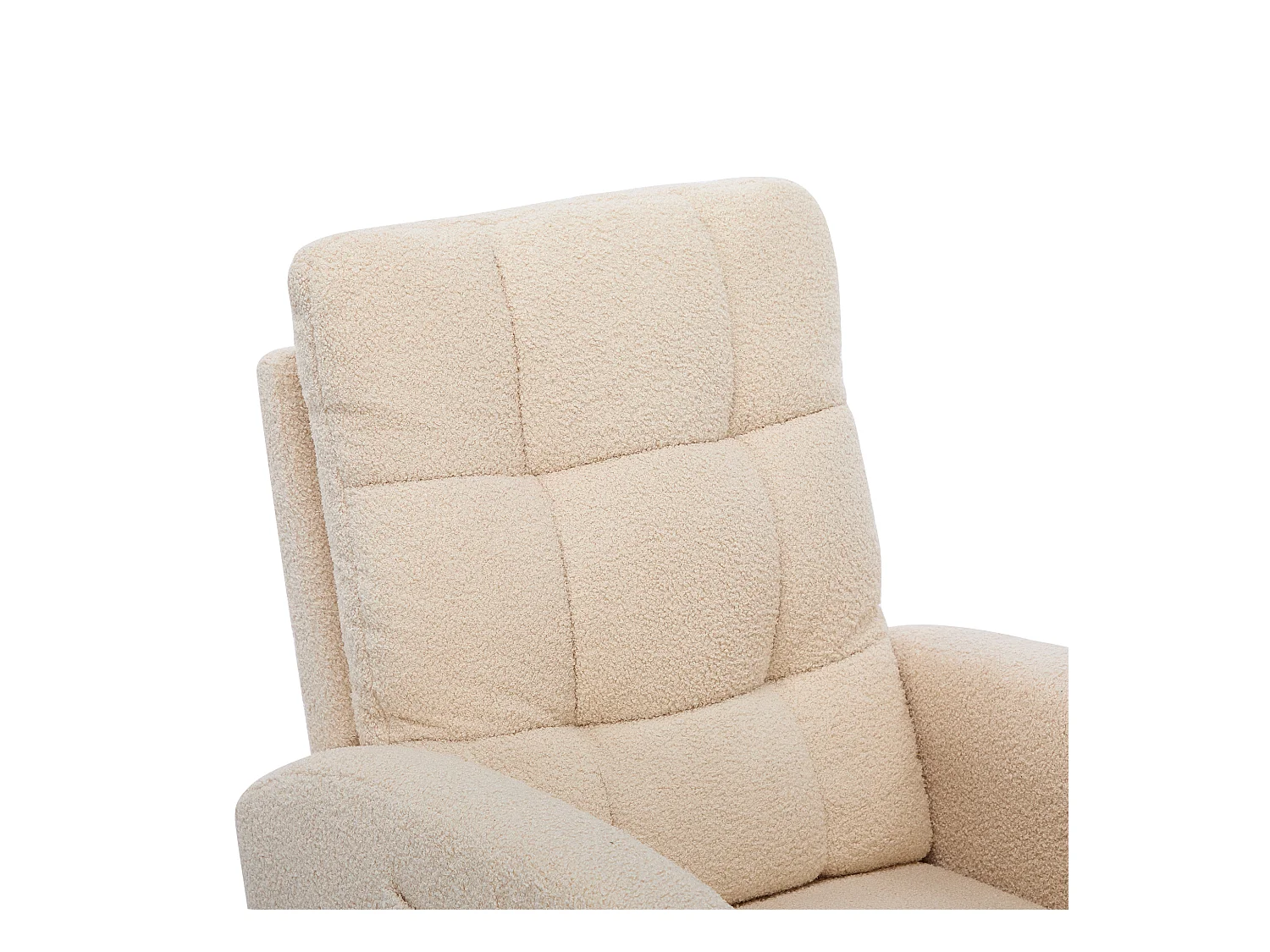 Fauteuil à bascule velours rembourrage dense cadre bois pieds métal beige