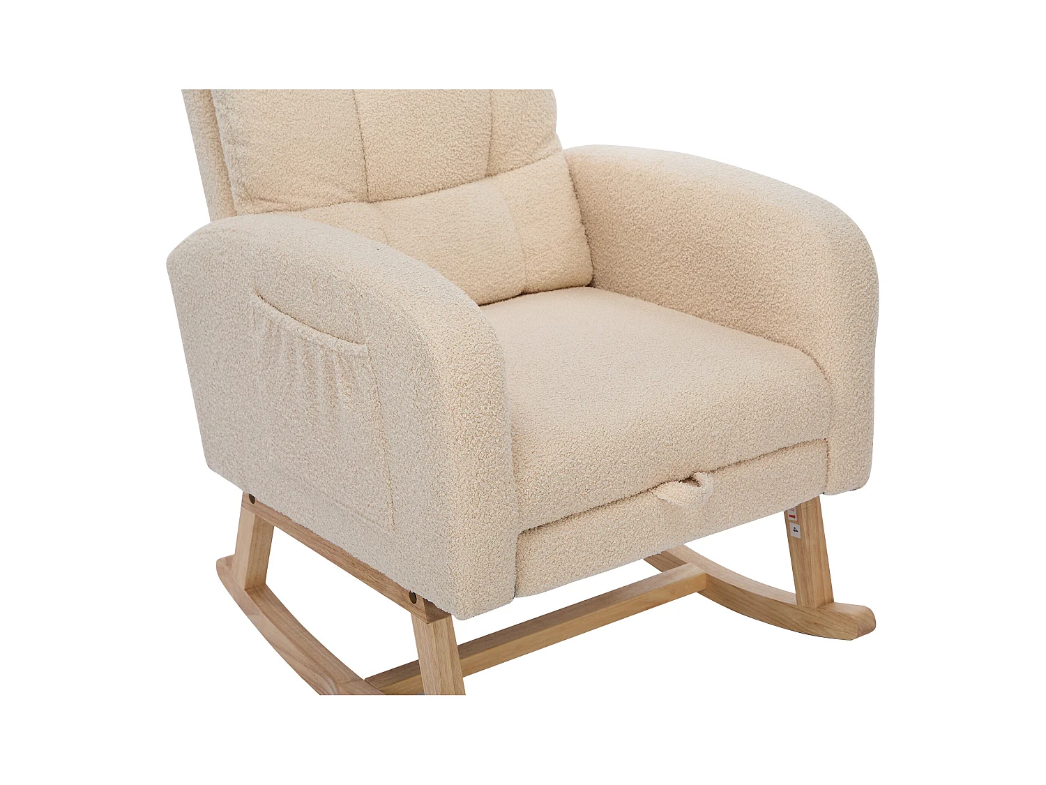 Fauteuil à bascule velours rembourrage dense cadre bois pieds métal beige