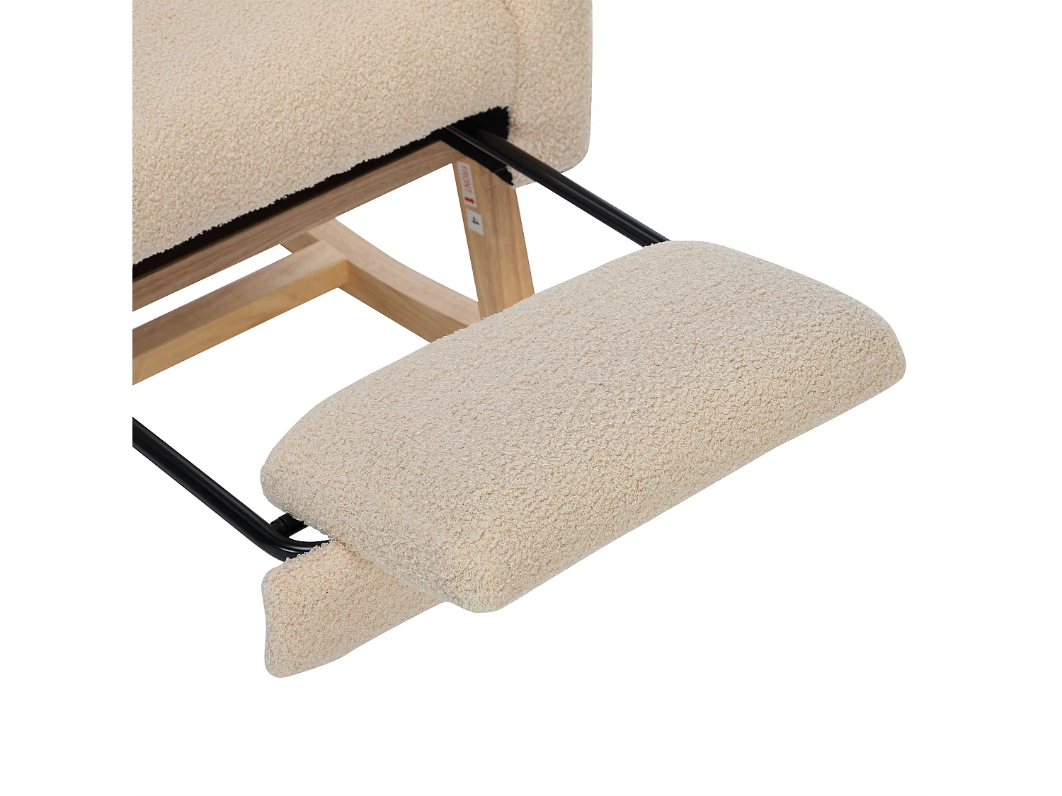 Fauteuil à bascule velours rembourrage dense cadre bois pieds métal beige