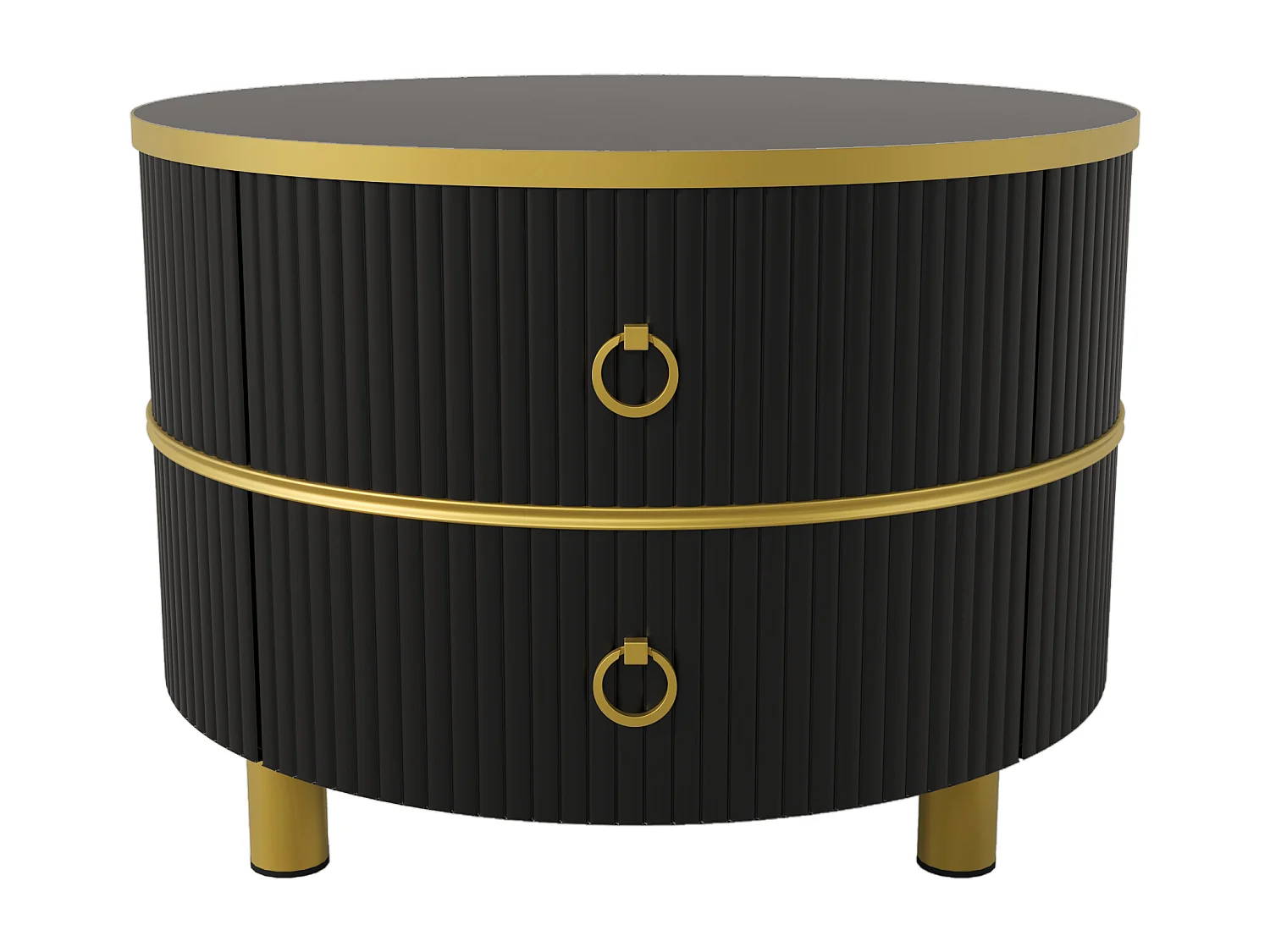 Lot de 2 tables basses rondes 70x70x45 cm et 50x50x40 cm, 2 tiroirs, gigogne, MDF et verre, noir