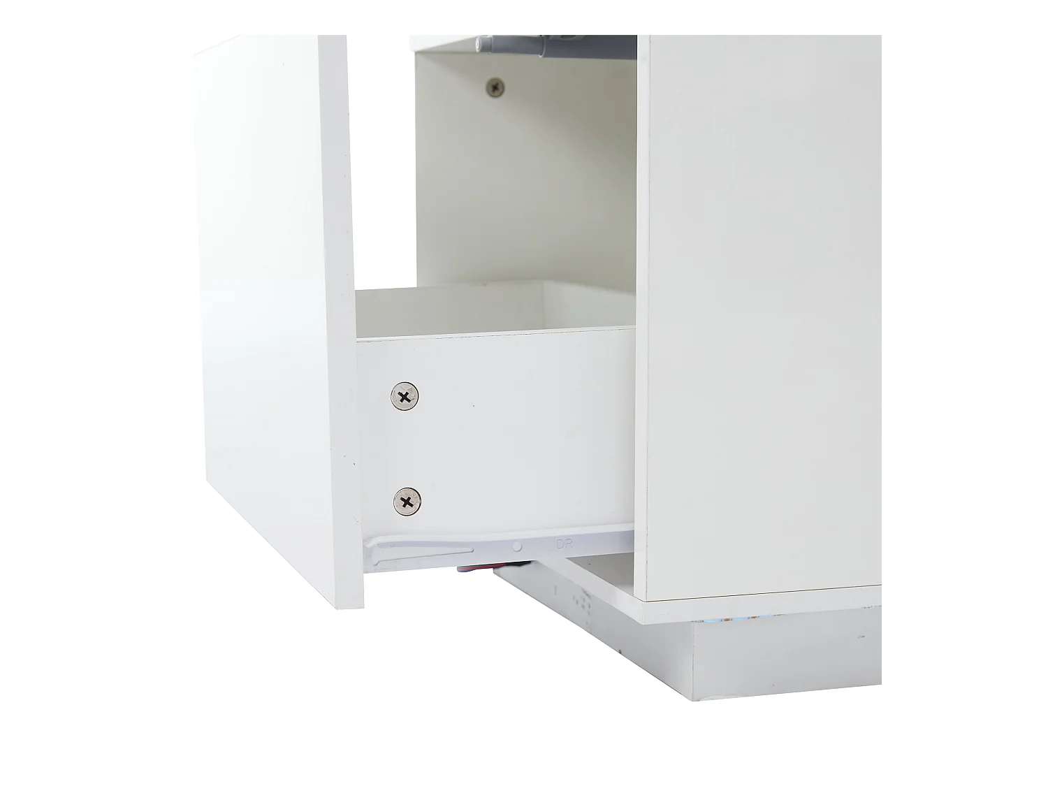 Table basse 95x48x40 cm lift réglable extensible LED 2 tiroirs multifonction blanc salon contemporain