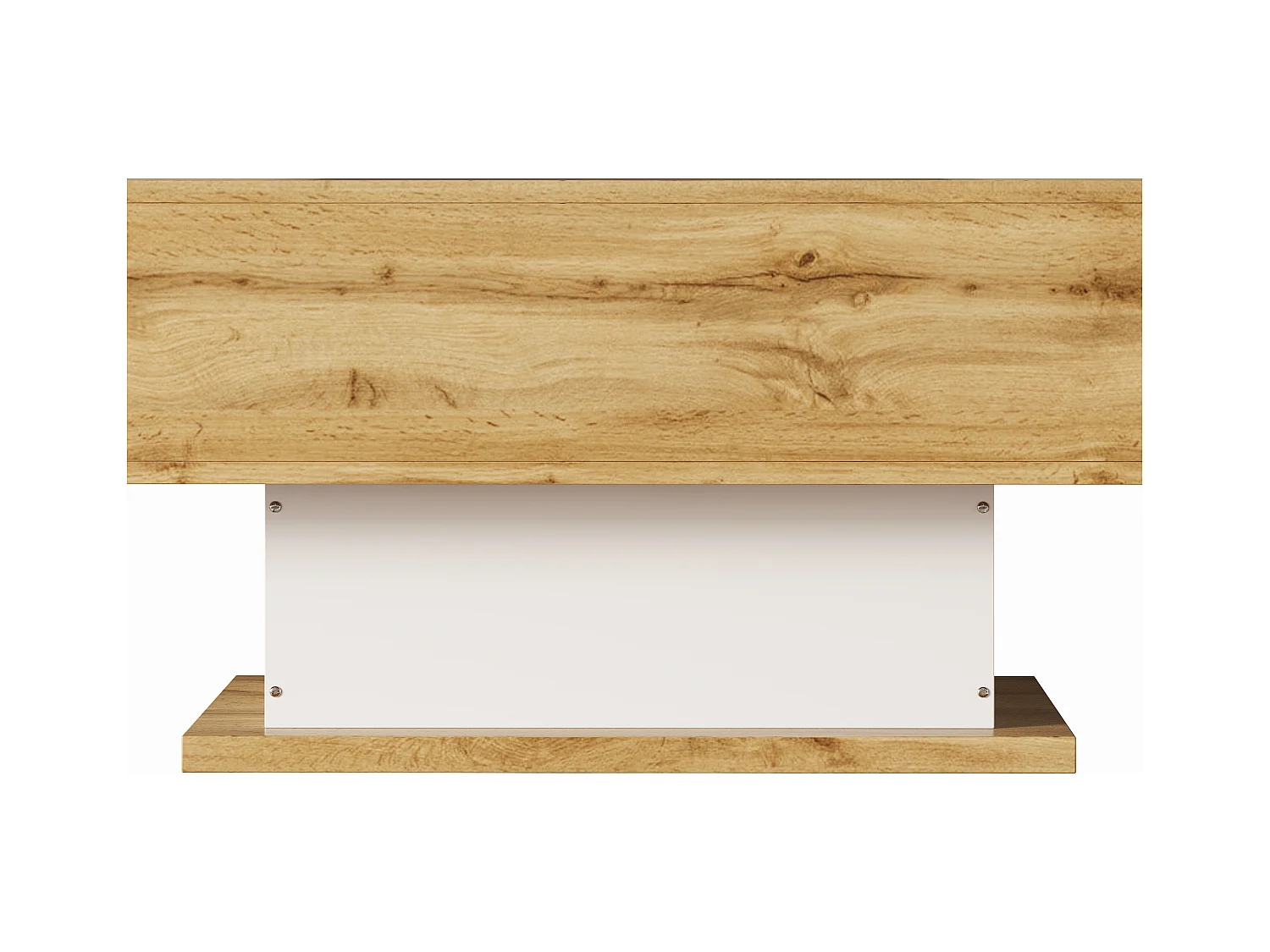 Table basse 110.2x60x39.7 cm avec deux tiroirs et lumières LED panneaux de particules en Couleur naturelle pour salon