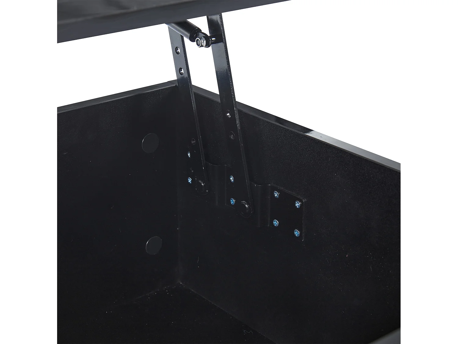Table basse multifonctionnelle 100x55x33cm finition brillante verre trempé éclairage contrôlable par application panneaux de particules noirs