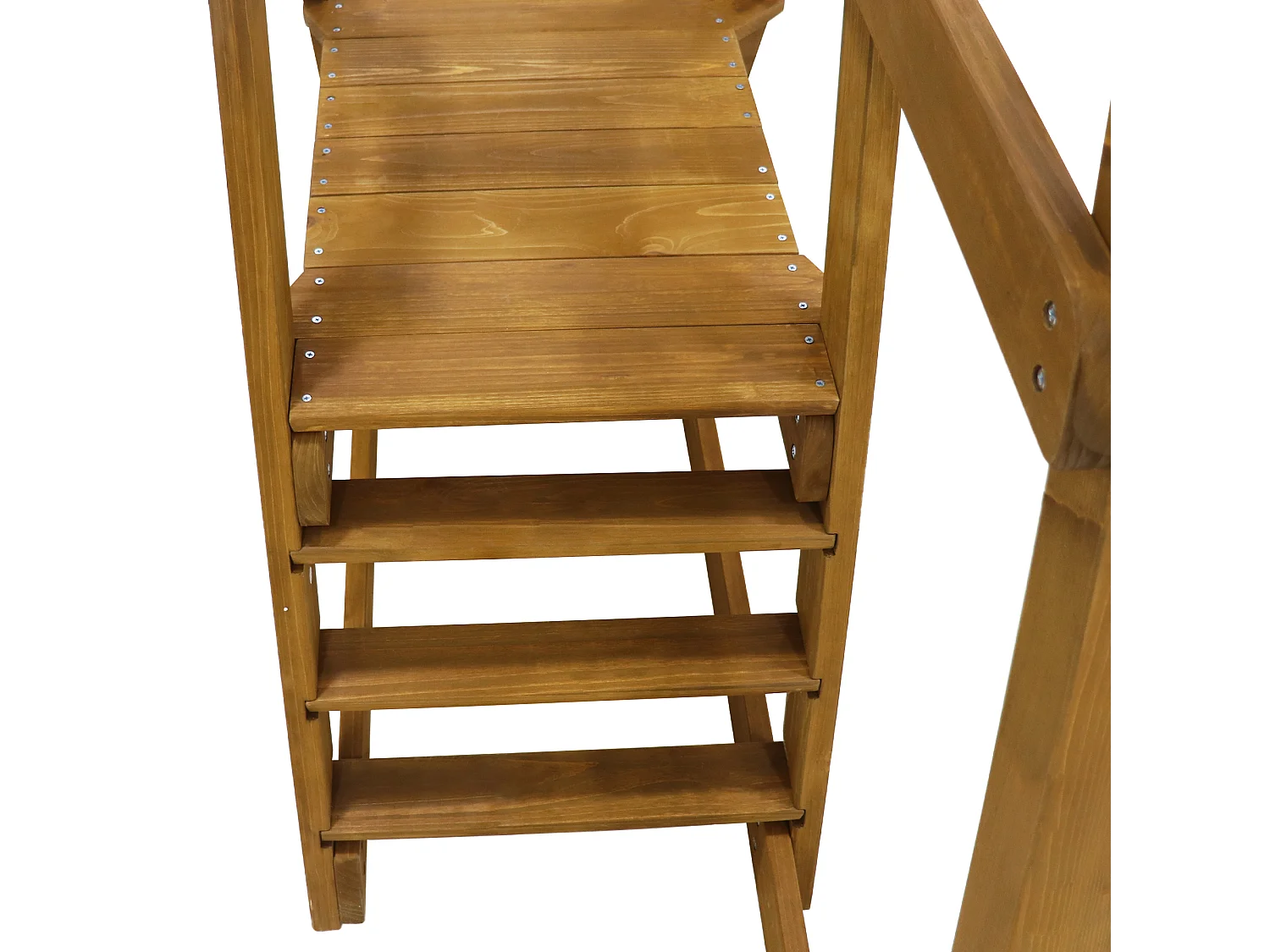 Balançoire 240x238.5x168.8cm Échelle Balançoire en Bois 2 Sièges de Balançoire 1 Toboggan Matériel Bois Couleur Naturelle